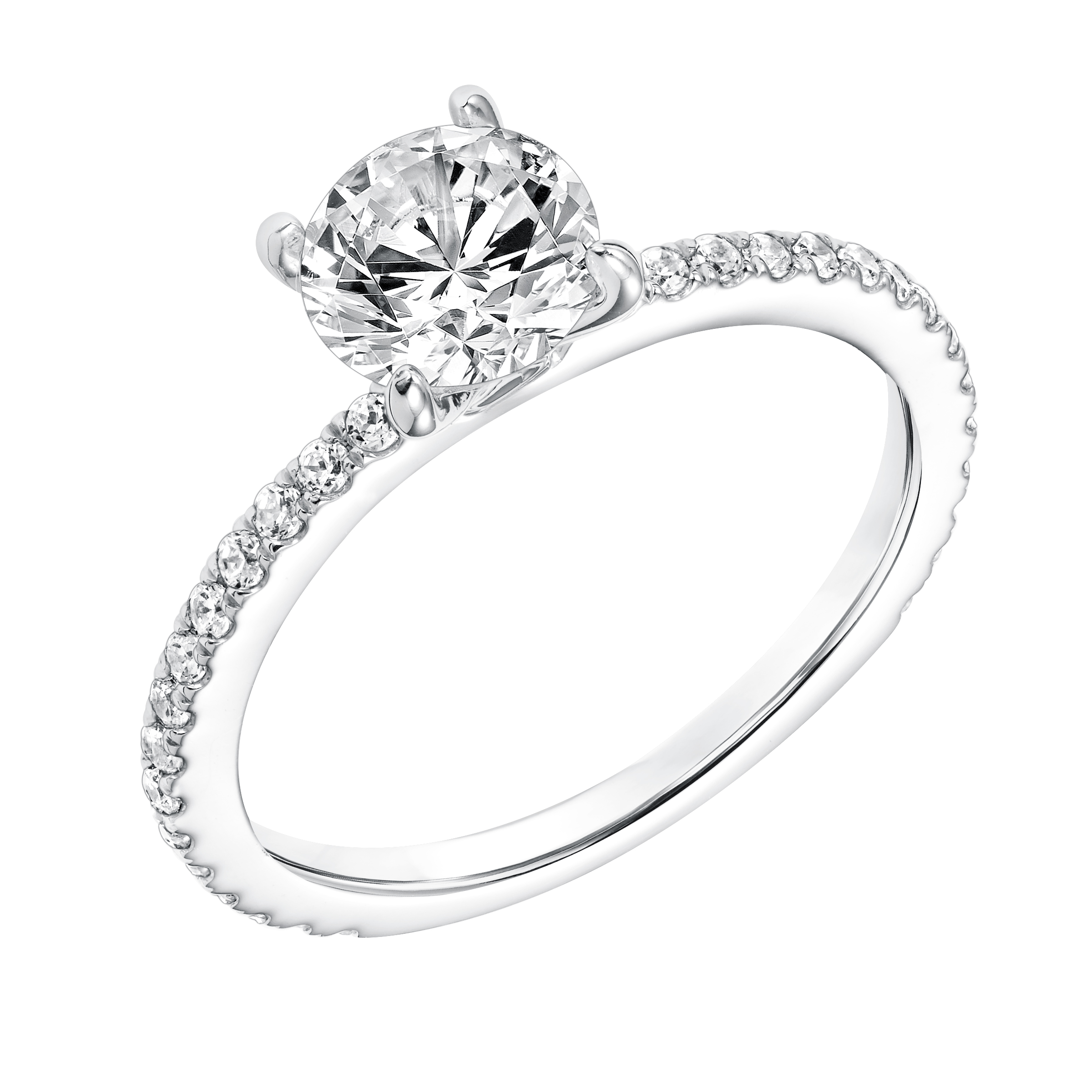 Diamond Prong Set Engagement Ring with Diamond Shank