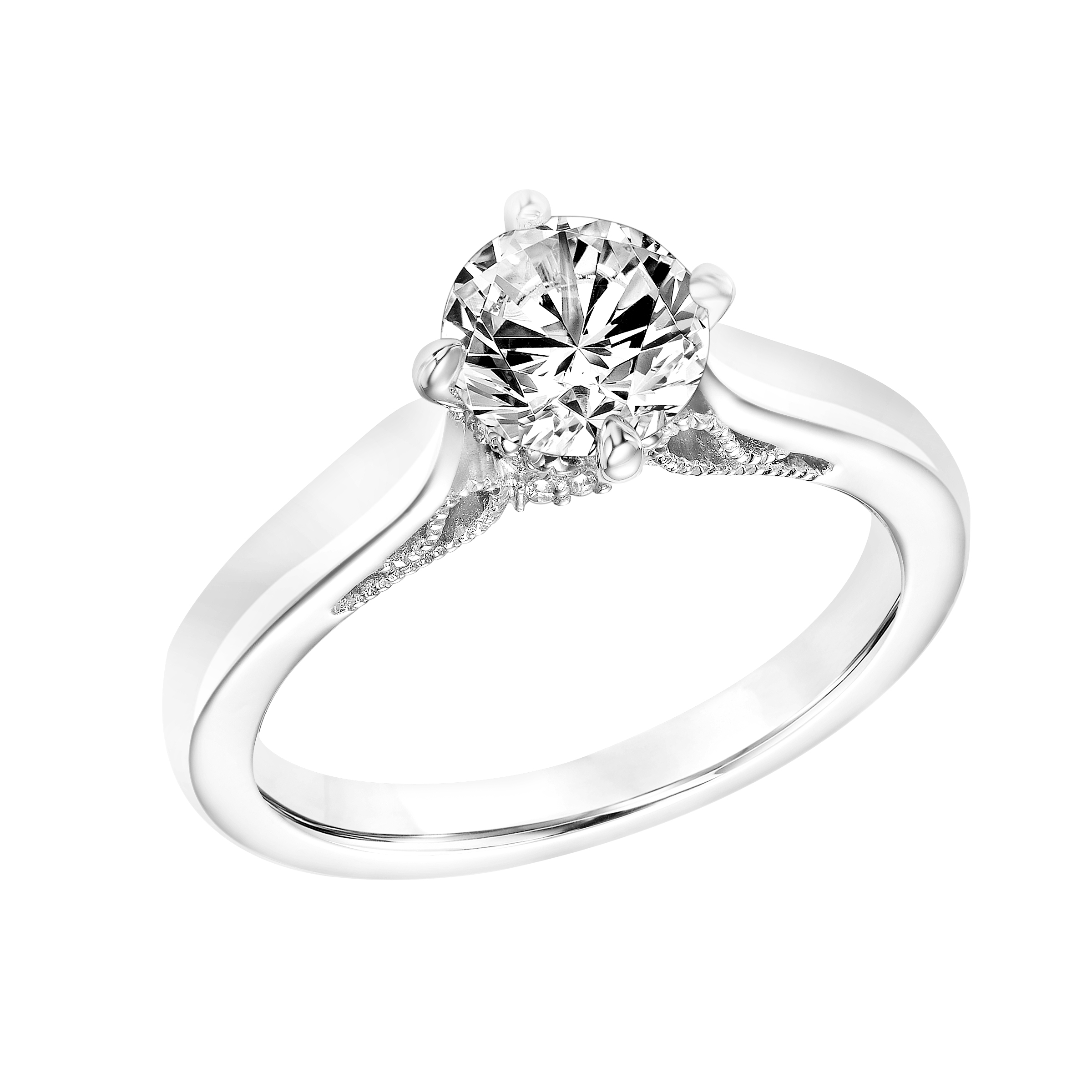 Vintage Diamond Solitaire Engagement Ring with Polished Shank, Filigree and  Milgrain Detail