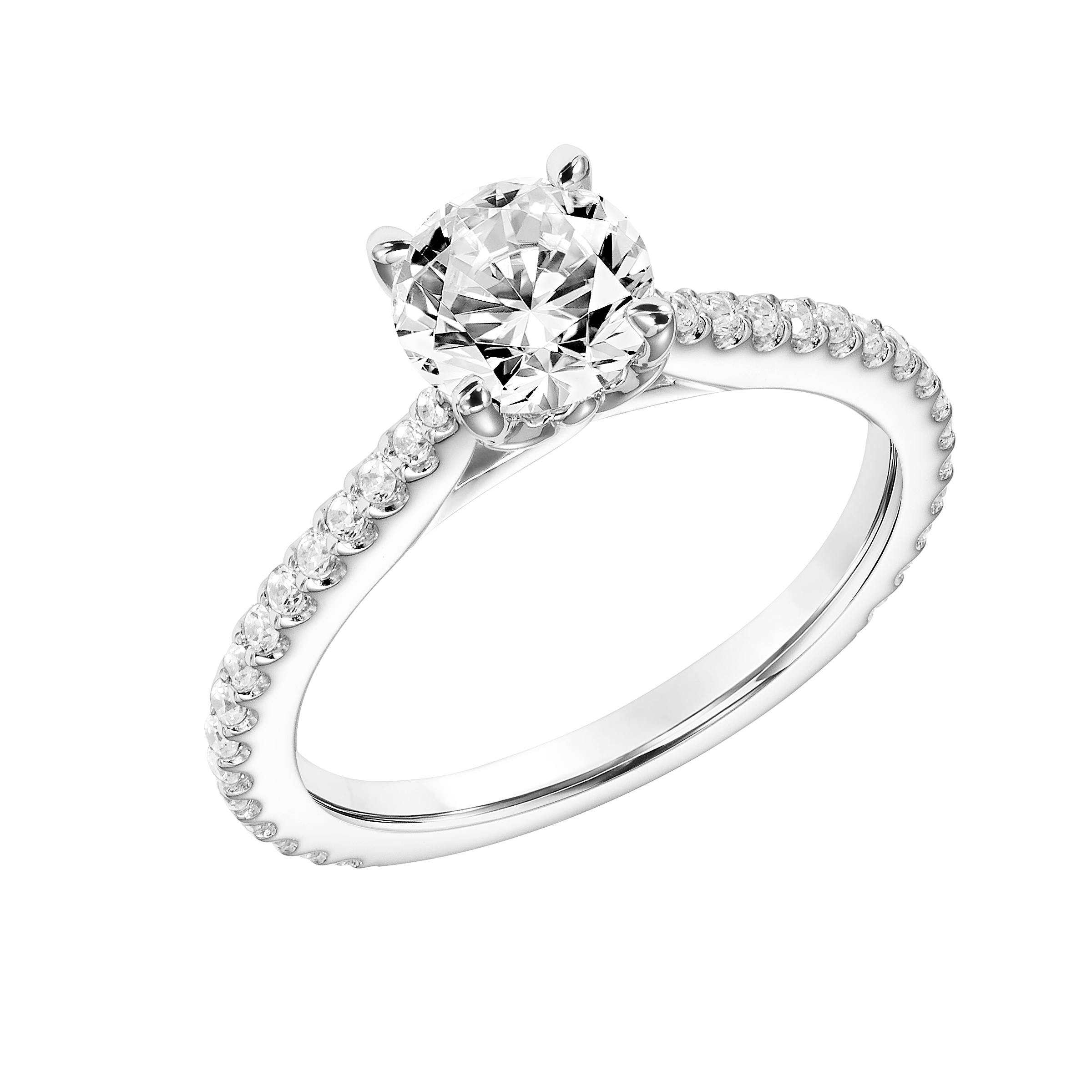 Diamond Prong Set Engagement Ring with Diamond Shank