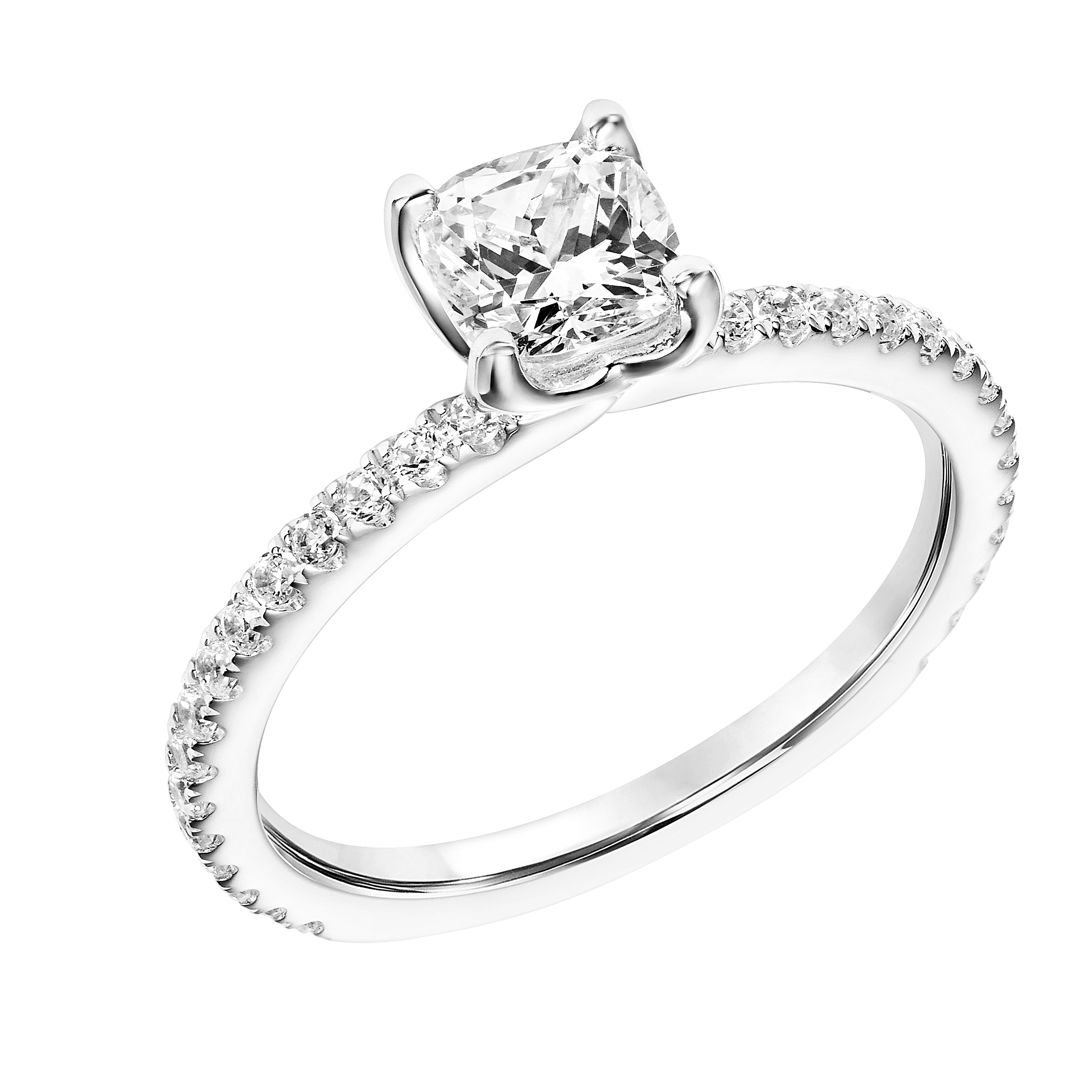 Diamond Prong Set Engagement Ring with Diamond Shank