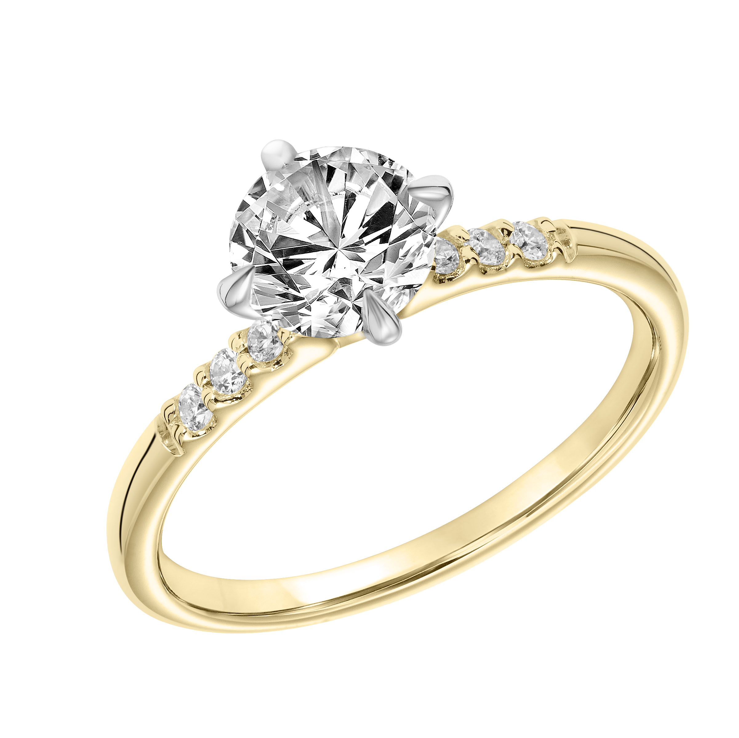 East West Diamond Engagement Ring with Petitie Diamond Shank
