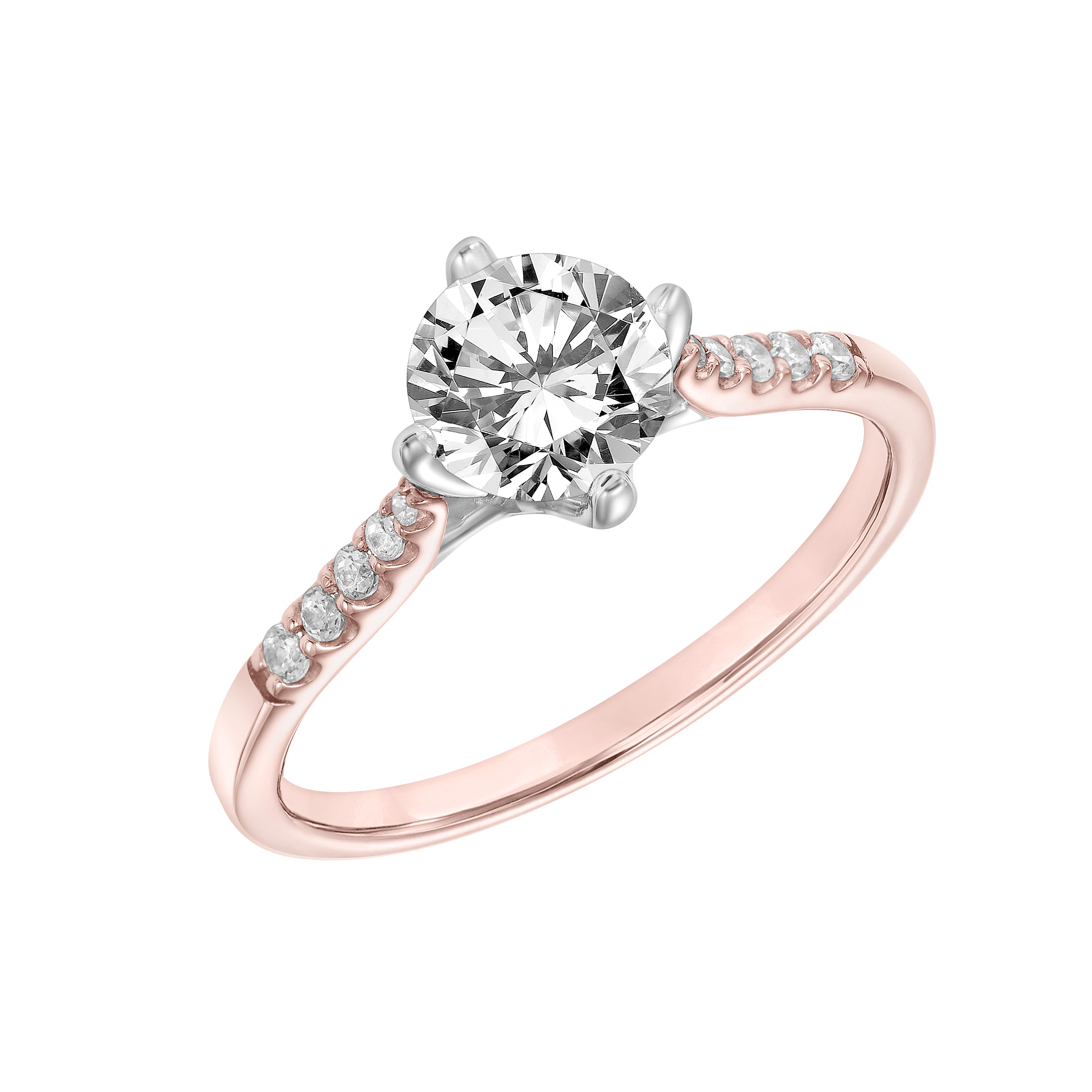 Diamond Engagement Ring with Petitie Diamond Shank