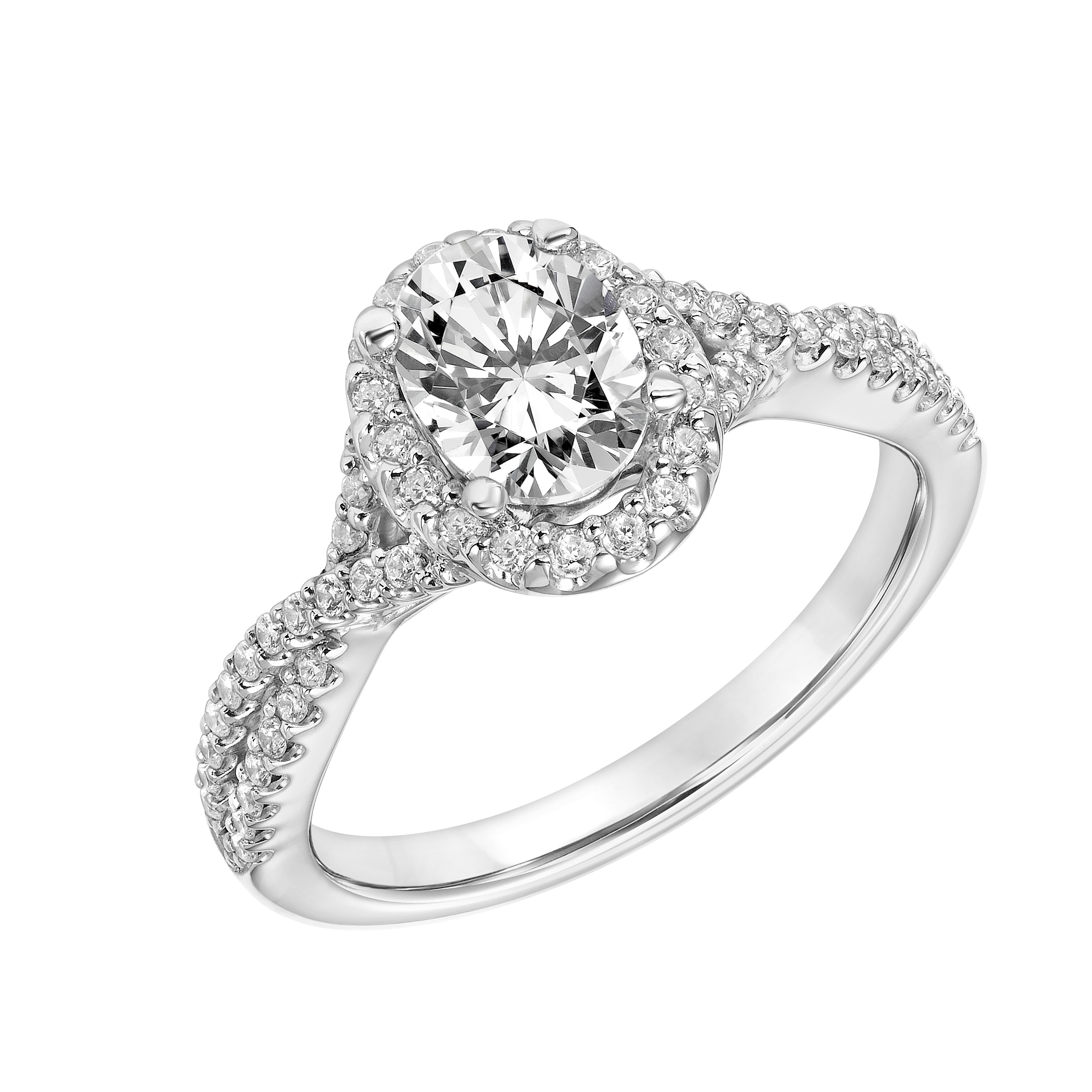 Contemporary Twist Halo Engagement Ring