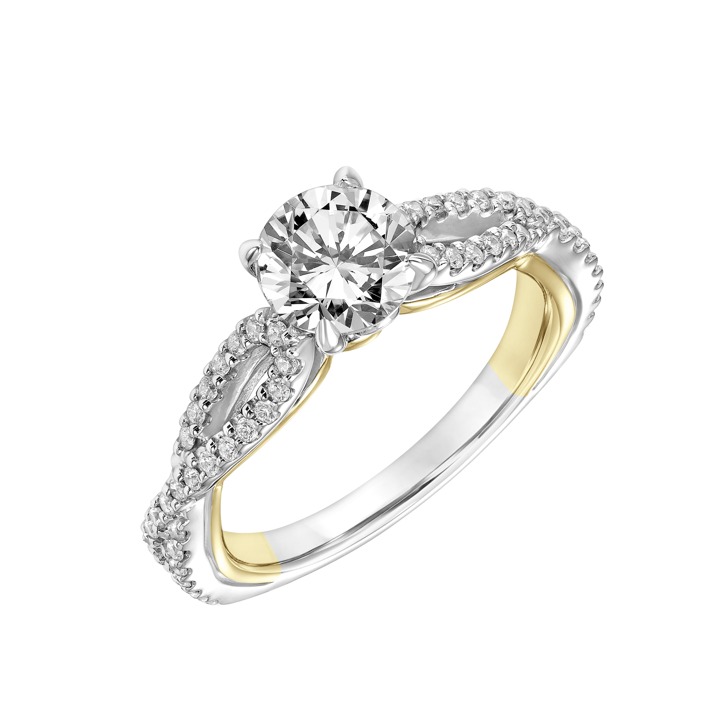 Contemporary Side Stone Twist Diamond Engagement Ring