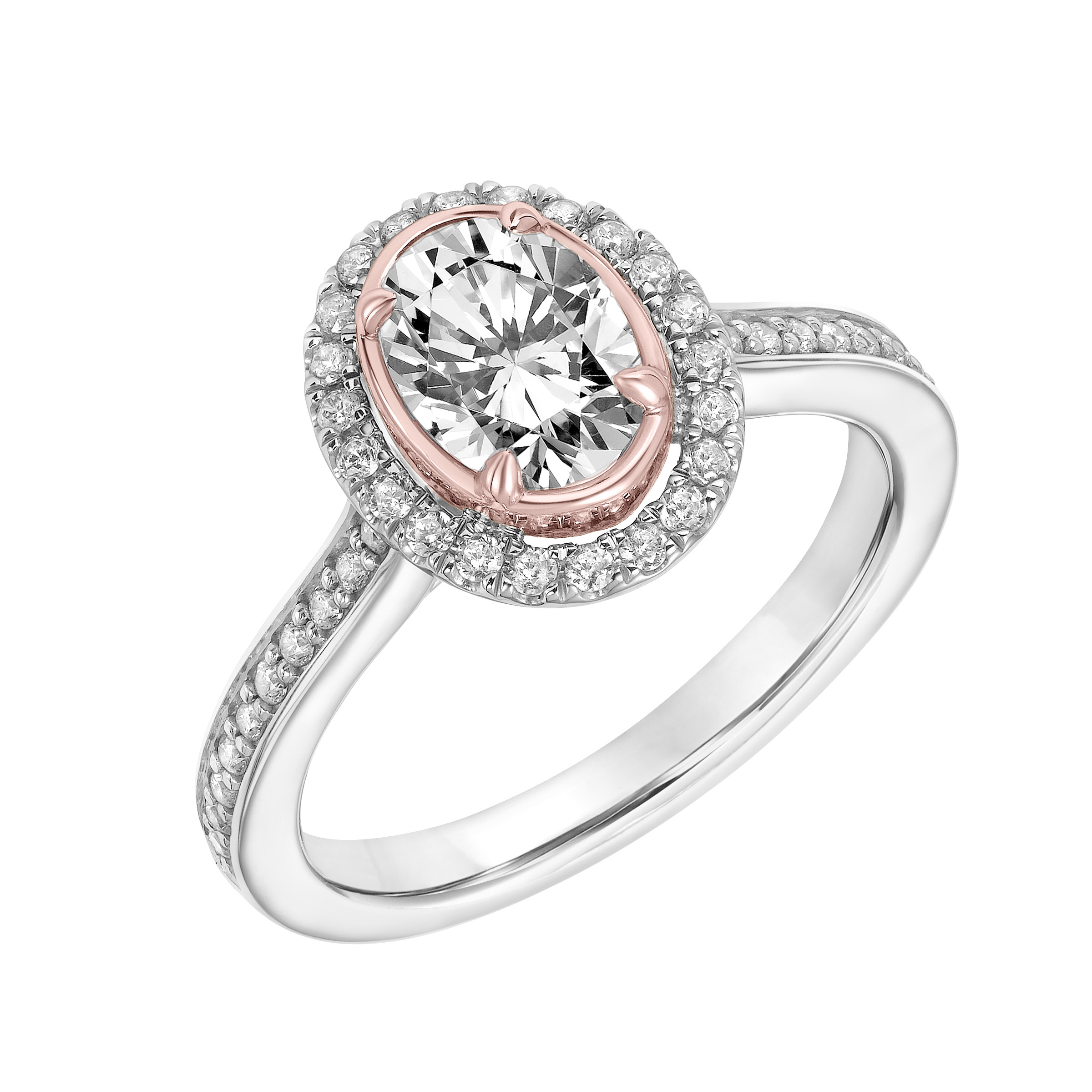 Contemporary Oval Halo Diamond Engagement Ring