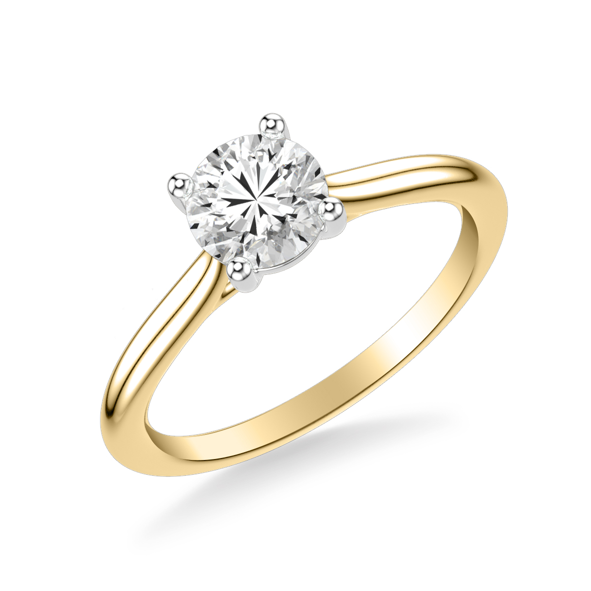 Classic Cathedral Setting Solitaire Engagement Ring with Polished Shank