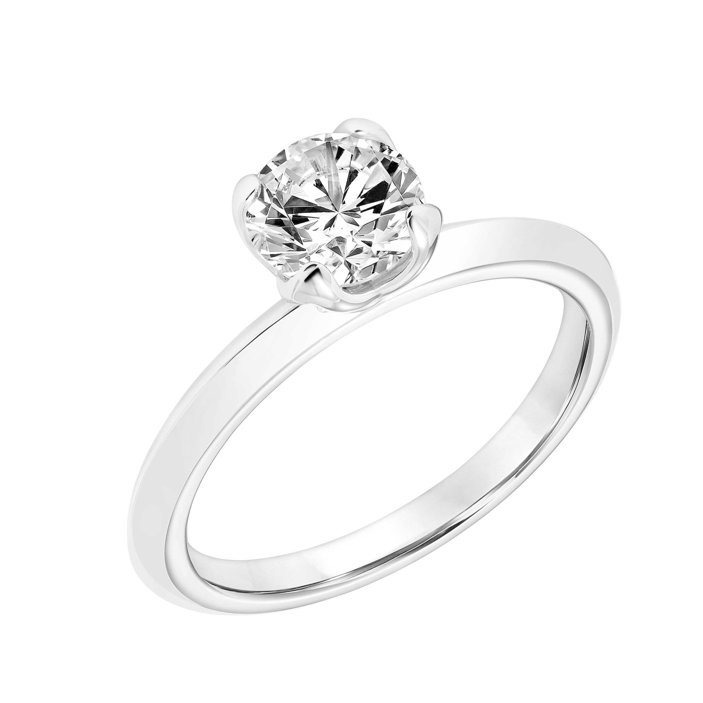 Diamond Enhanced Prongs with Horizontal Diamond Stations and Polished Knife Edge Shank