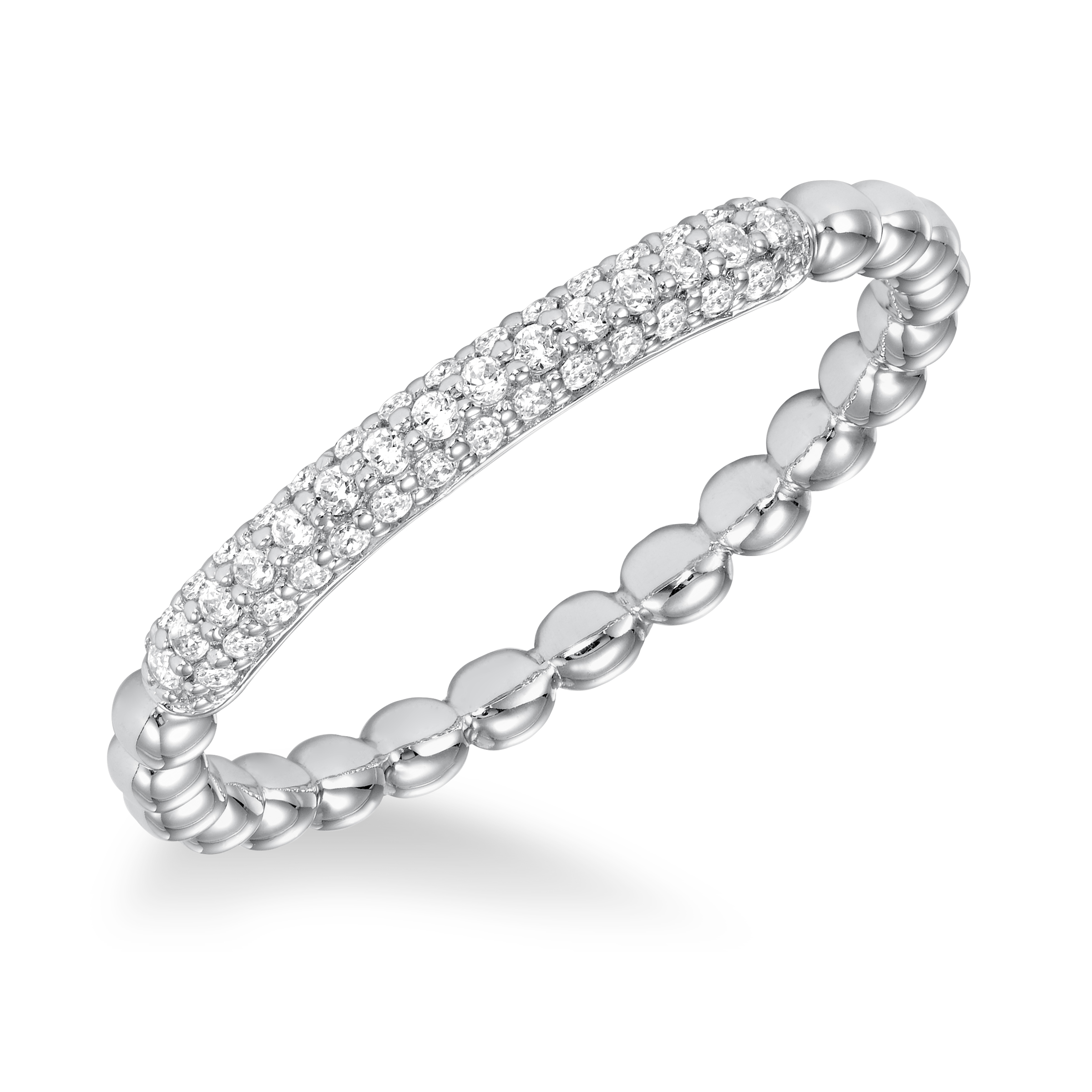 Stackable Beaded Band with black Pave Diamonds