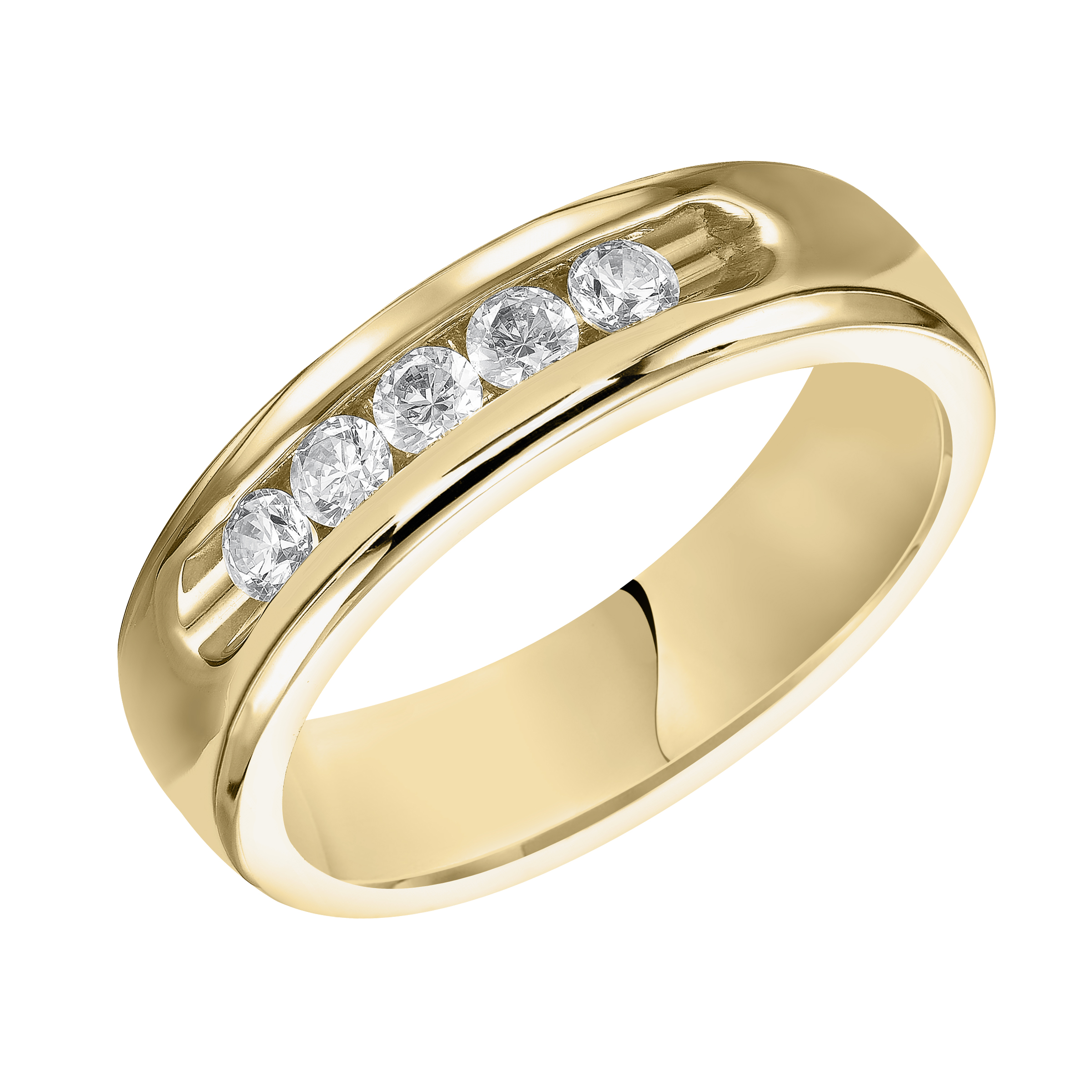 Dome Flat Edge Diamond Wedding Band