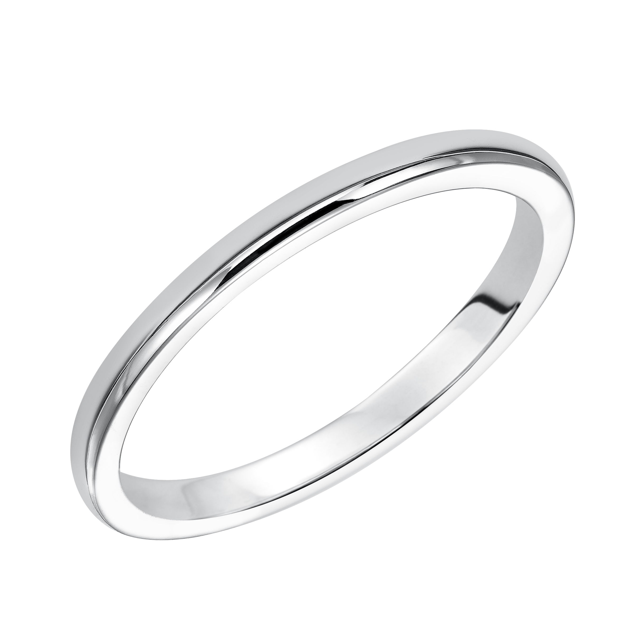 Wedding band with high polished shank.