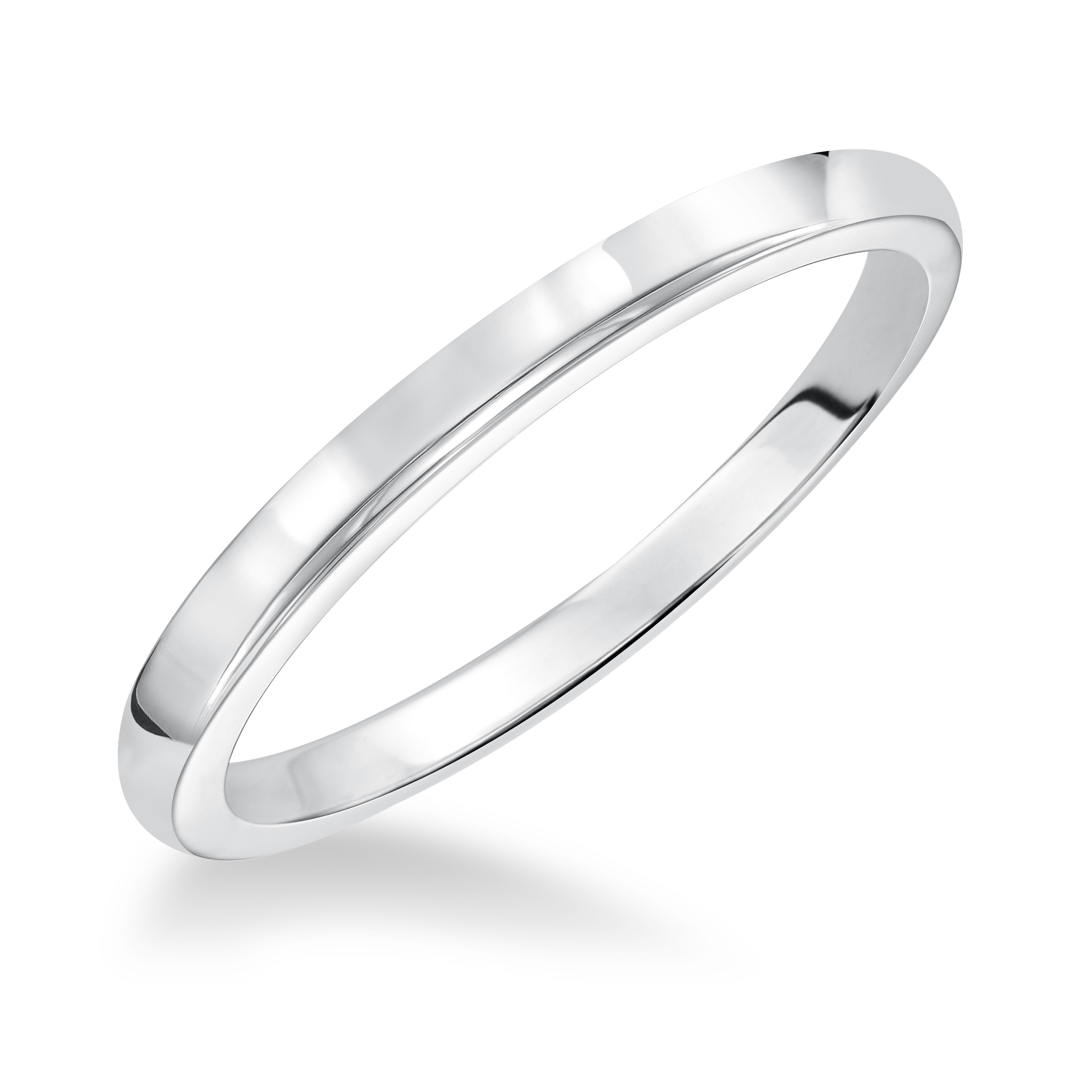 Wedding band with high polished shank.