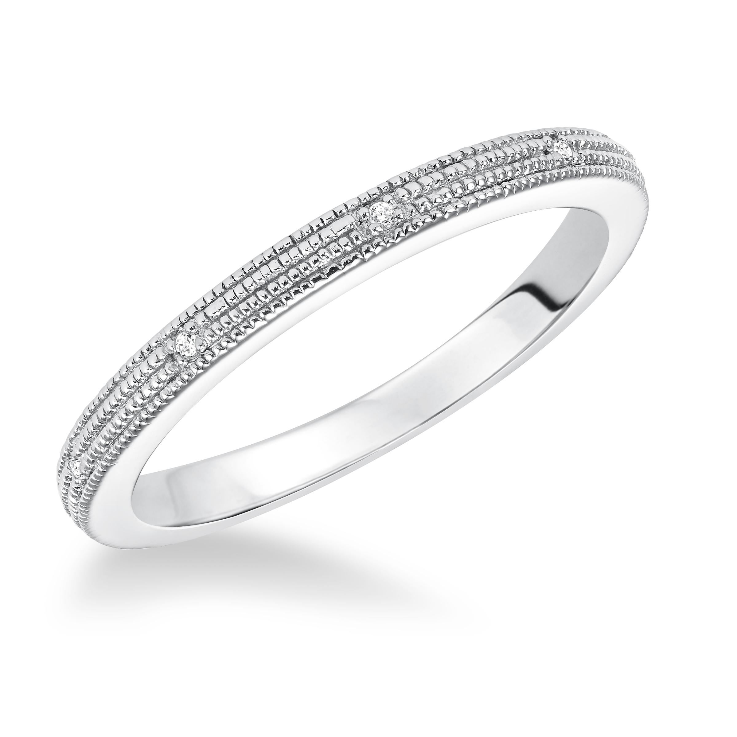 Diamond Prong Set with Milgrain Wedding Band
