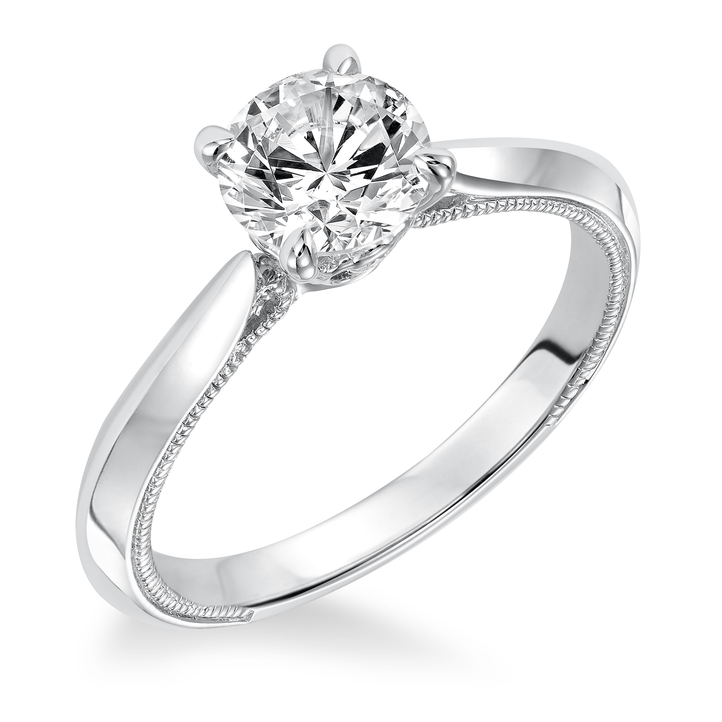 Diamond with Knife Edge Shank Enagement Ring