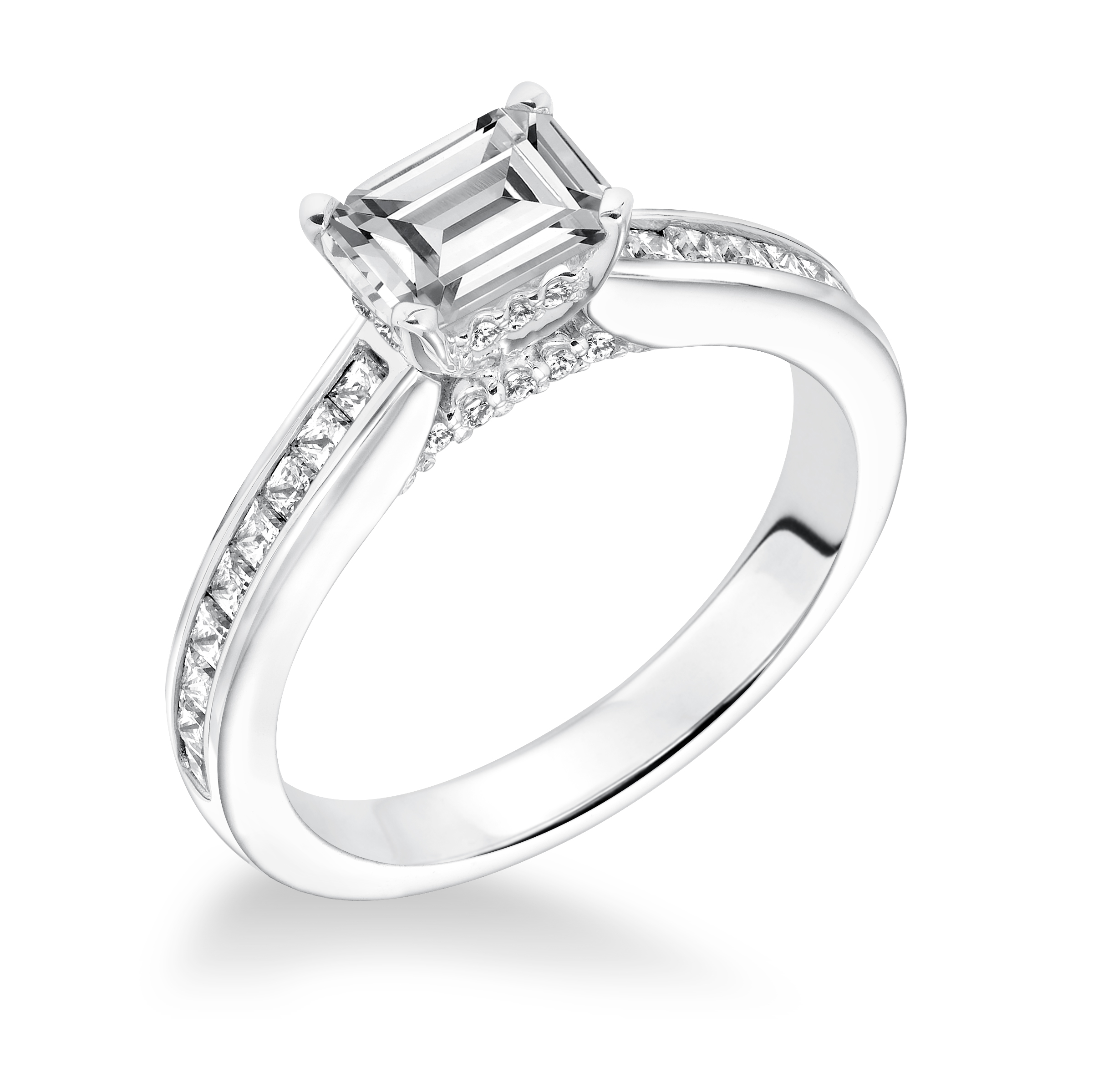 Channel Set Princess Cut Engagement Ring