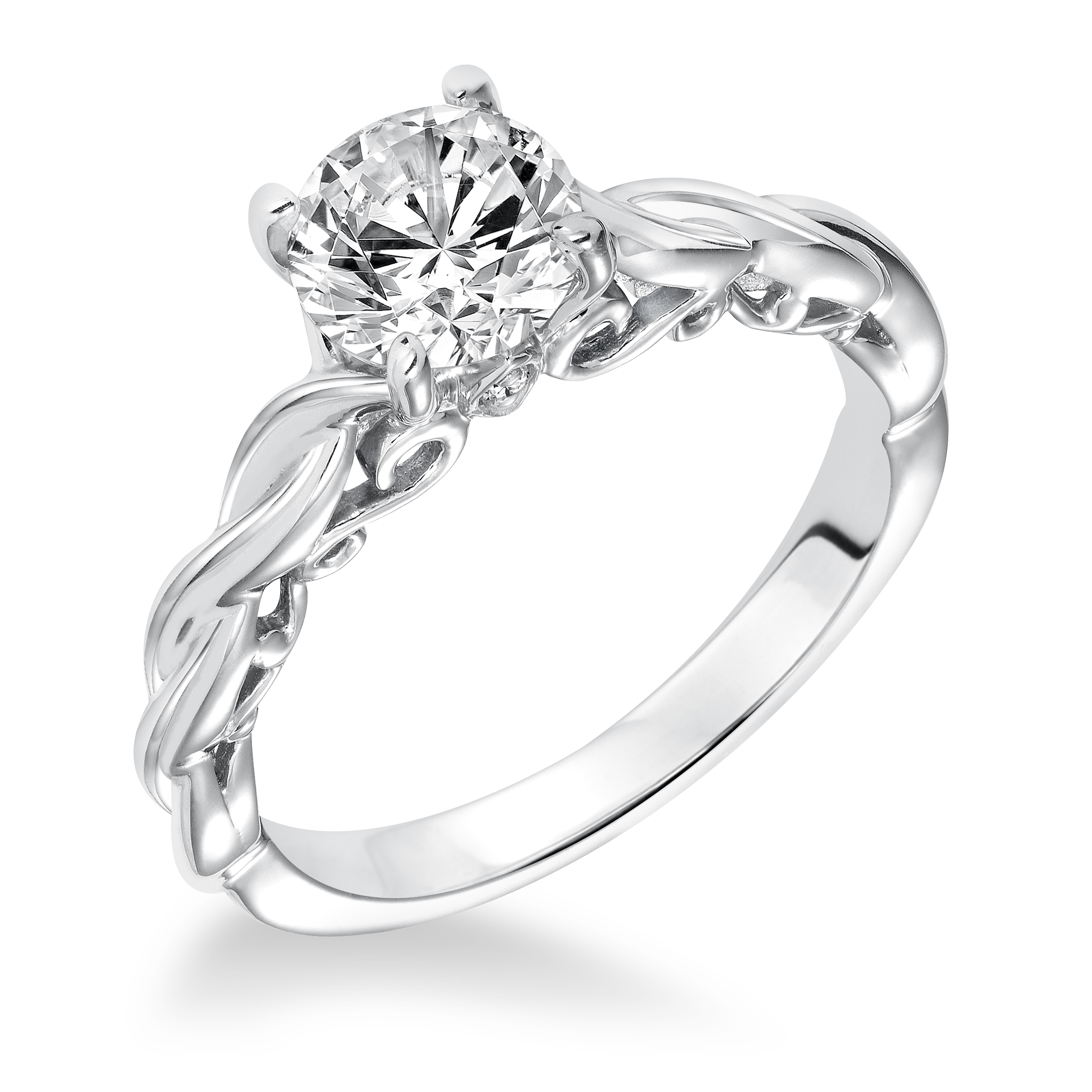 Solitaire with Twisted Shank Engagement Ring