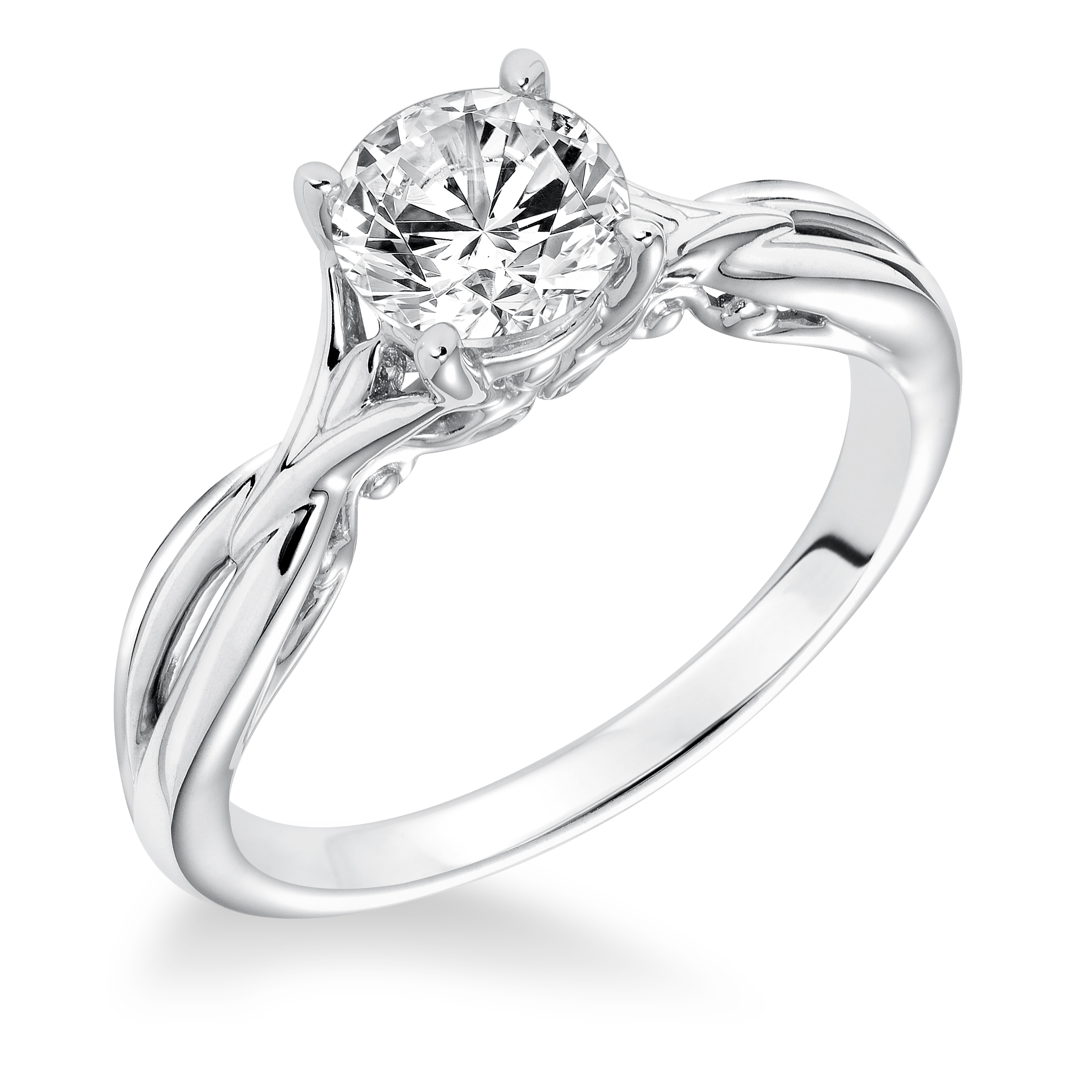 Diamond Solitaire Split Shank Engagement Ring