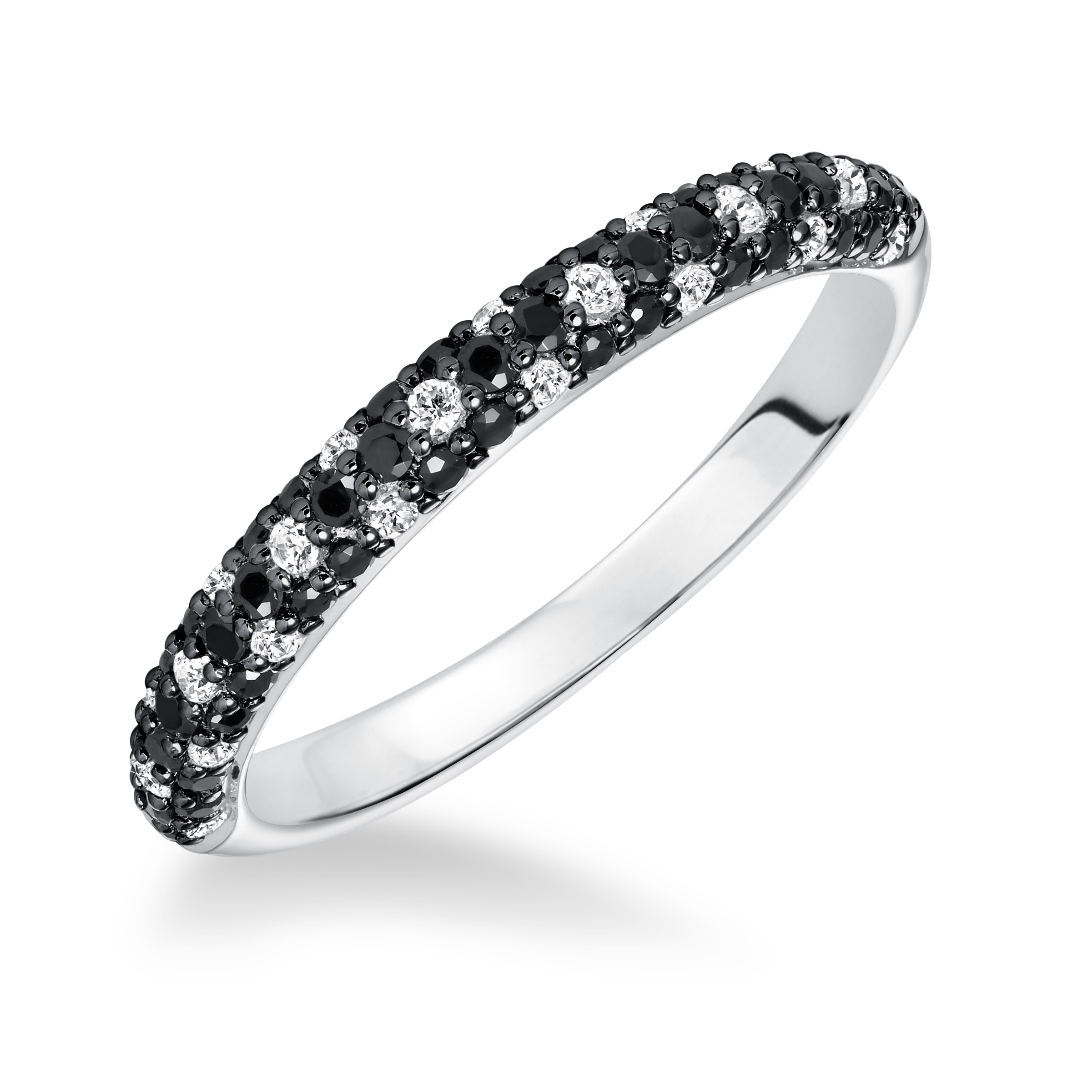 Stackable Pave Black and White Diamond Band