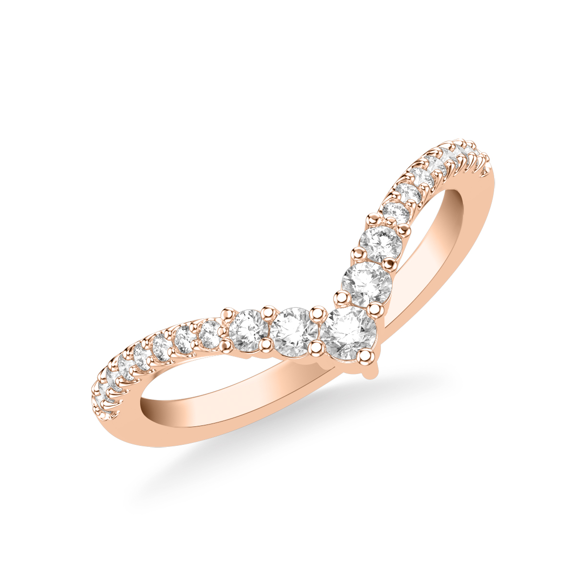 Contemporary V Curved Stackable with Graduated Diamond Ring