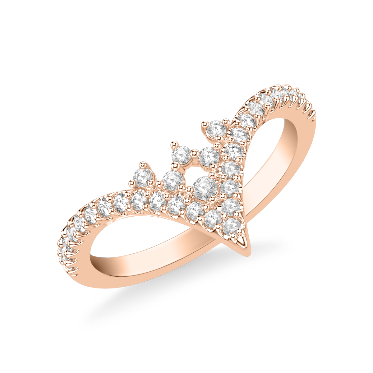 Contemporary V Tiara Stackable with Floating Diamond Accent Ring