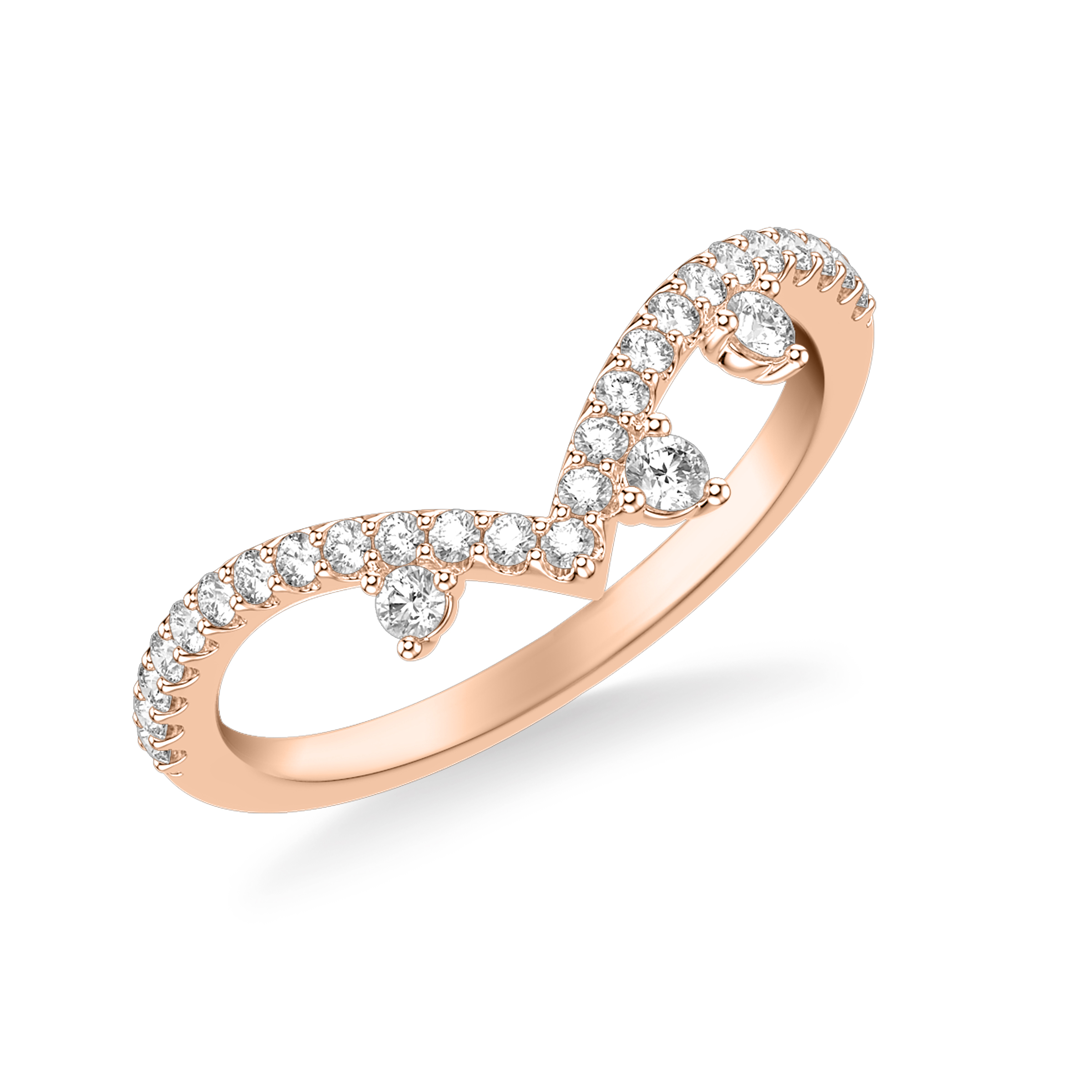 Contemporary V Curved Stackable with Floating Diamond Accent Ring