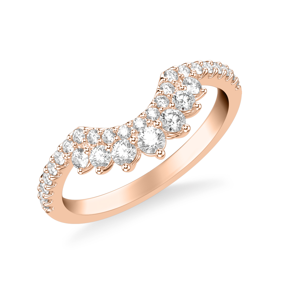 Contemporary Curved Diamond Band with Floating Diamonds