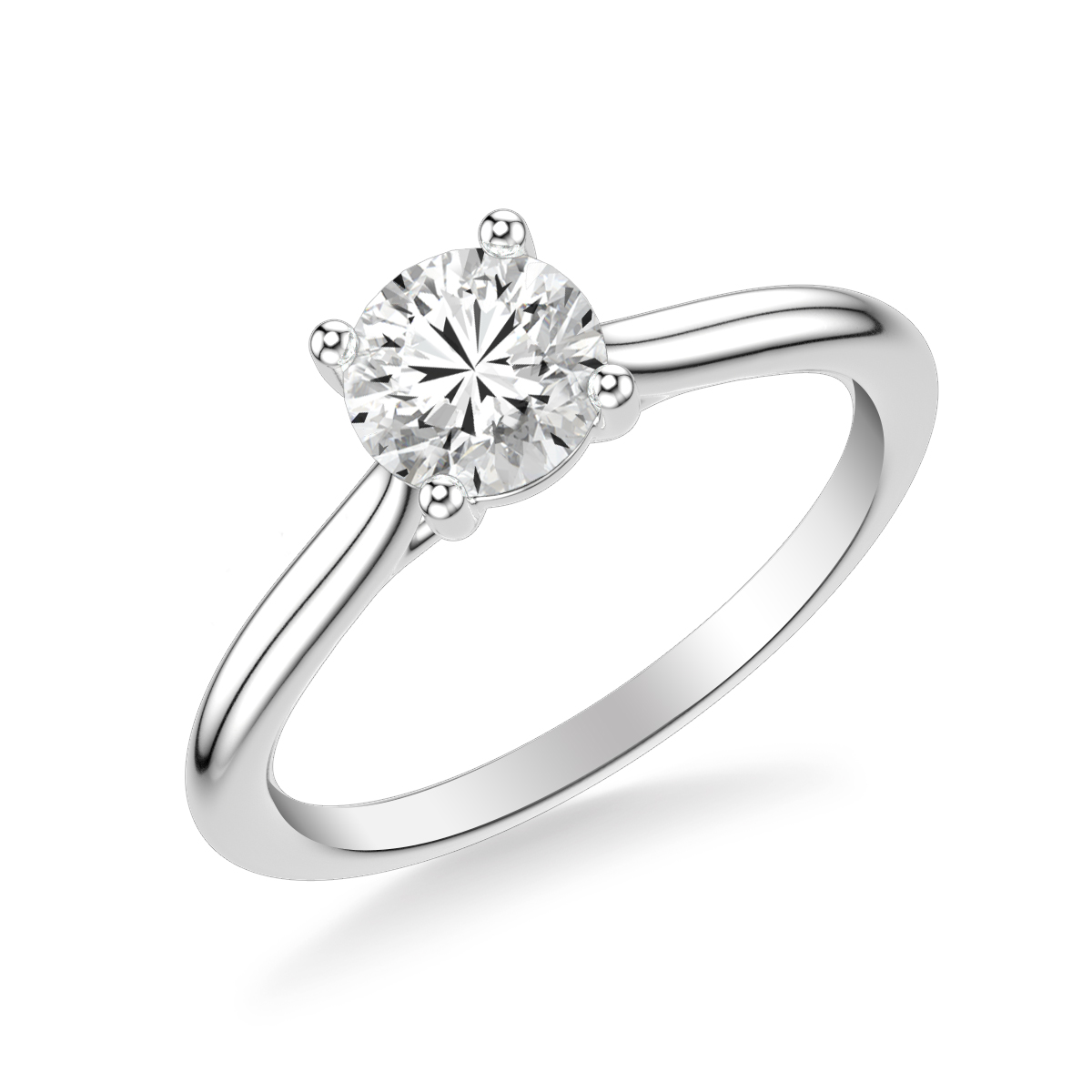 Classic Cathedral Setting Solitaire Engagement Ring with Polished Shank