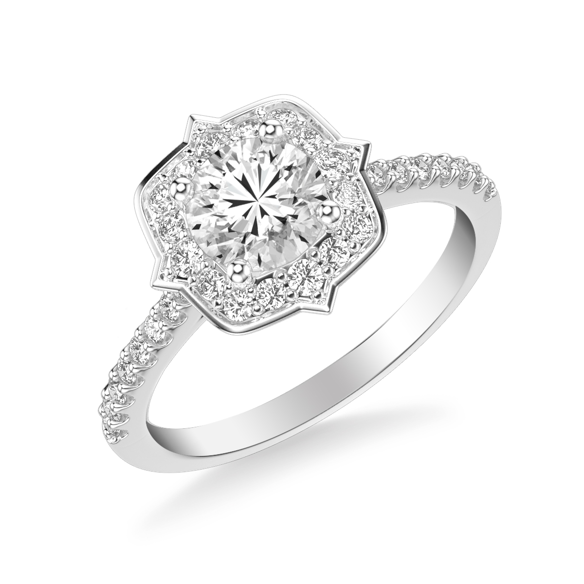 Contemporary Halo Engagement Ring