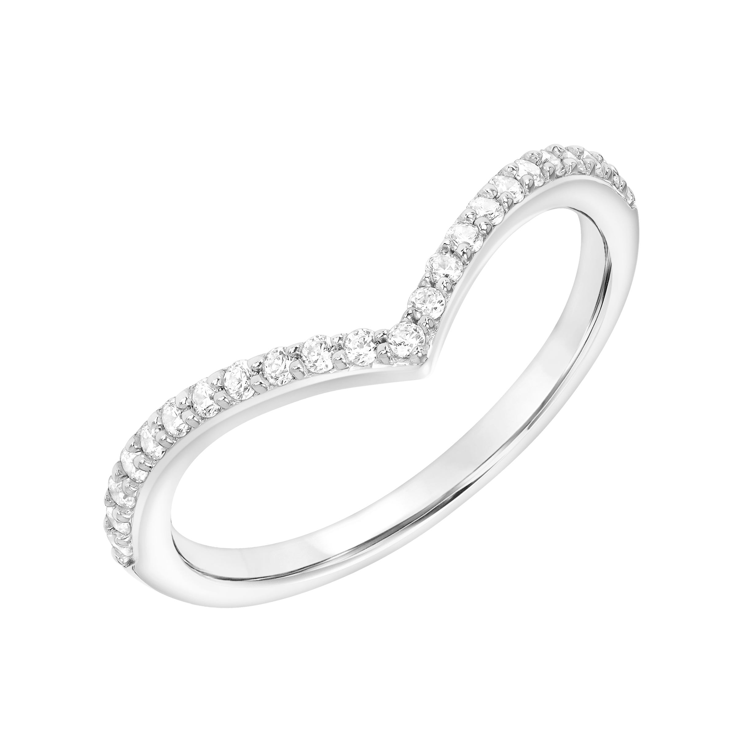 Contemporary V Curved Stackable Diamond Ring