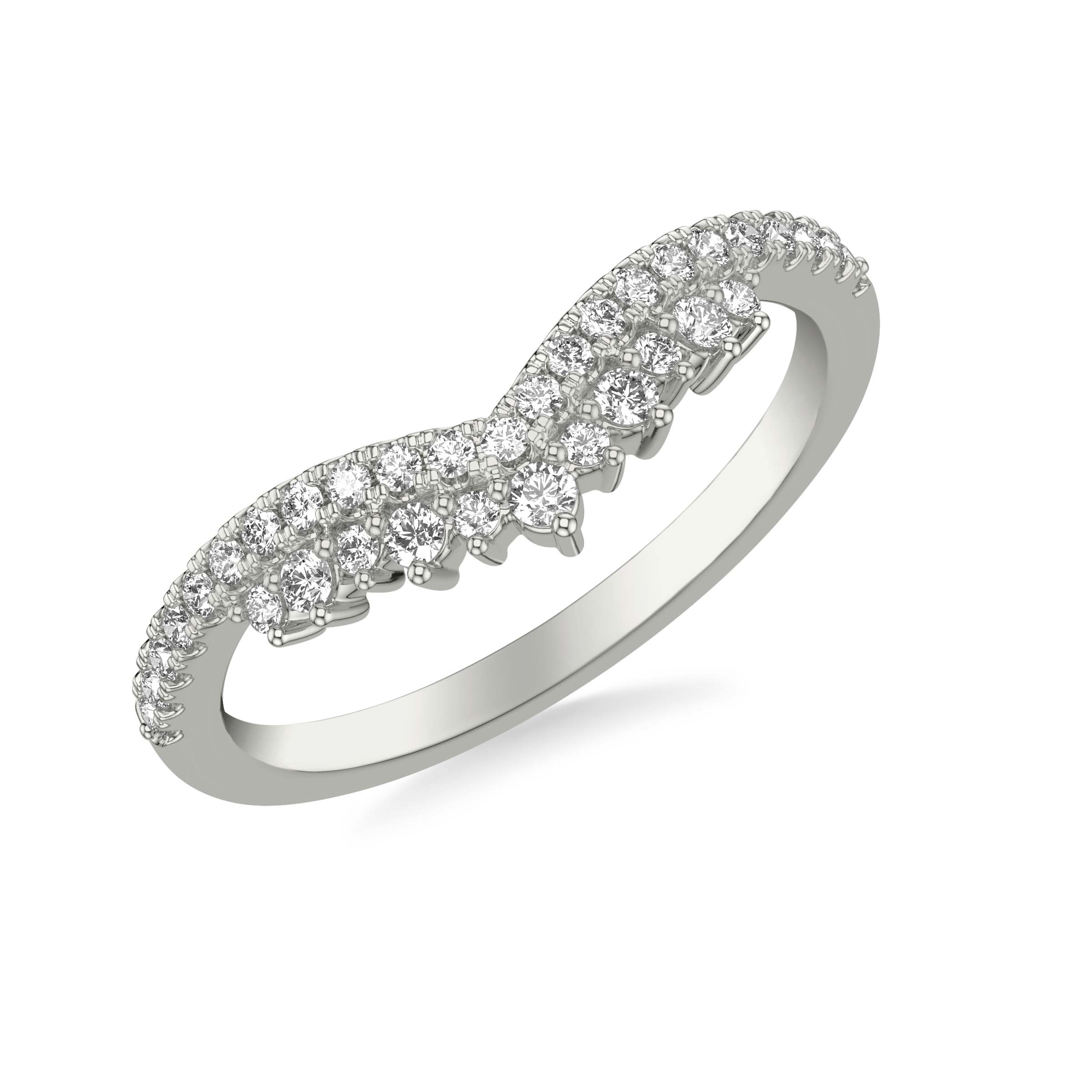 Contemporary V Curved Diamond Band with Floating Diamonds