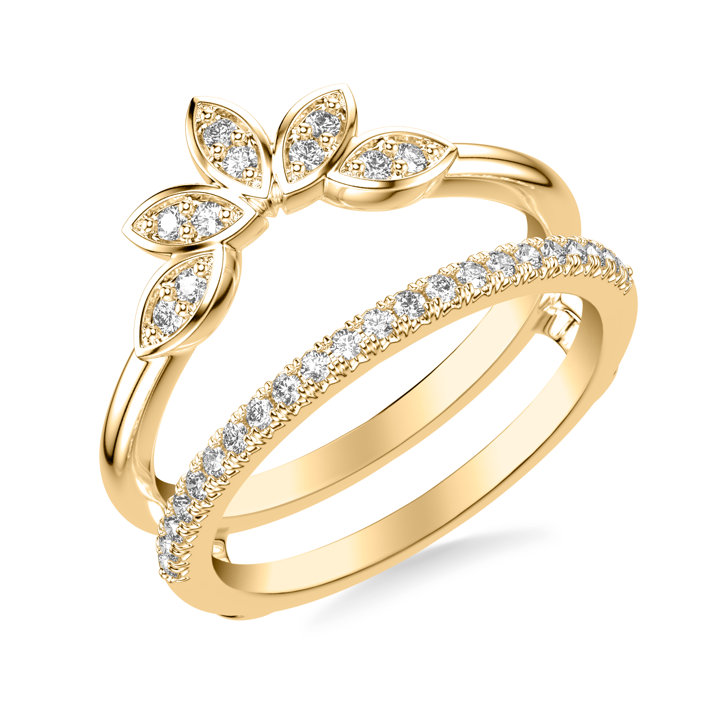 Contemporary Asymmetrical Straight and Floral Ring Enhancer