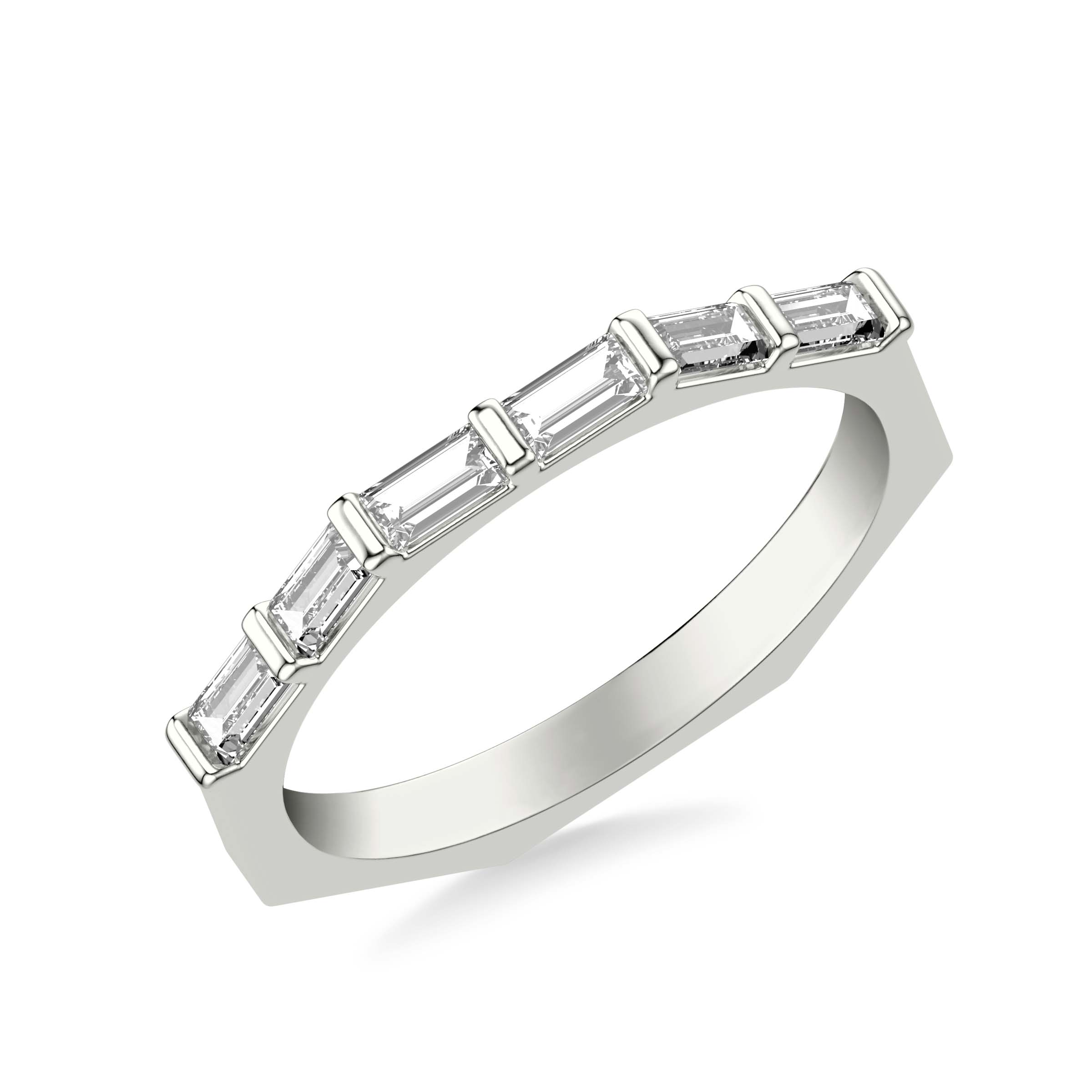 Contemporary Stackable with Bar Set Baguette  Diamond Ring