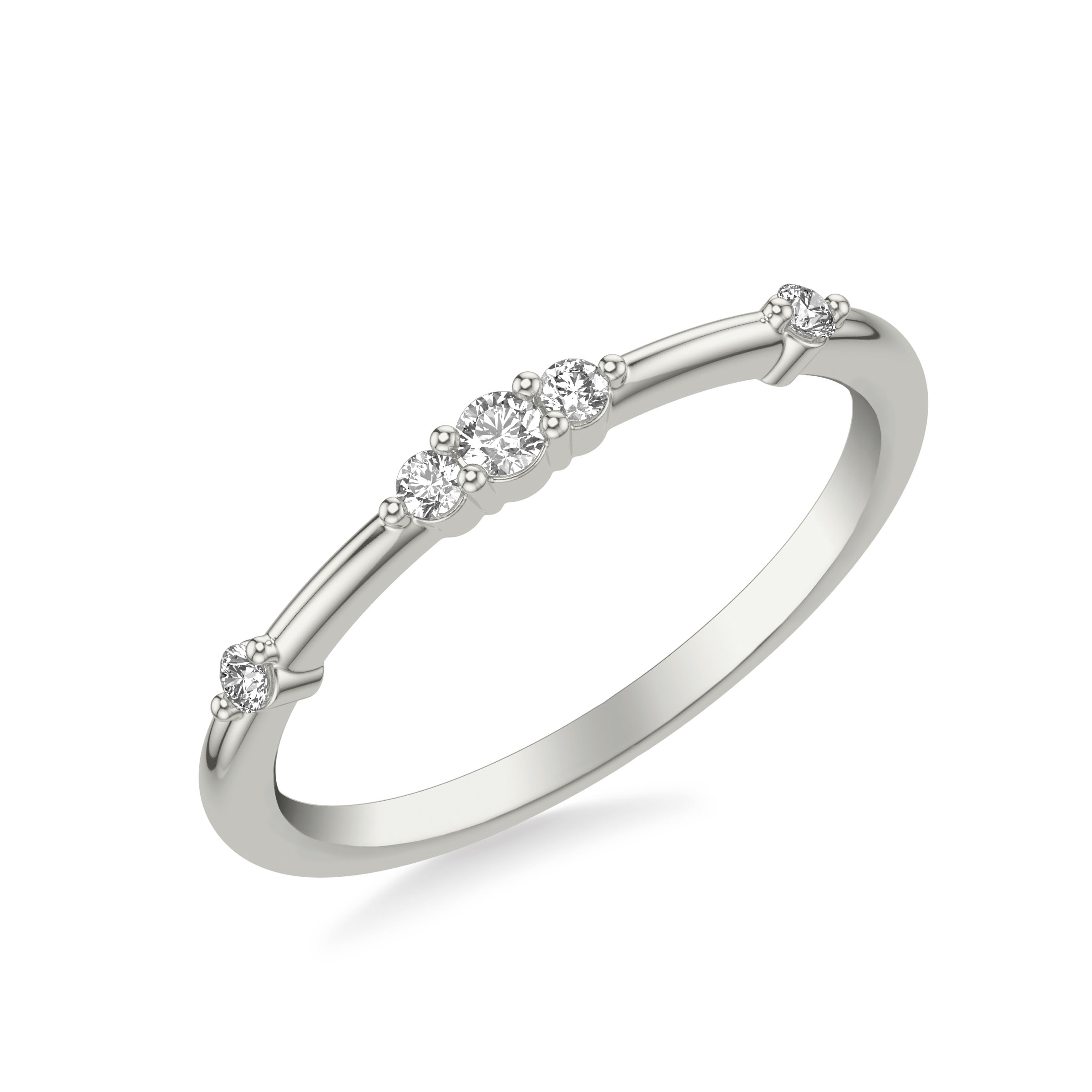 Contemporary Band with Center Diamond Cluster and Single Station Diamond Accent Ring
