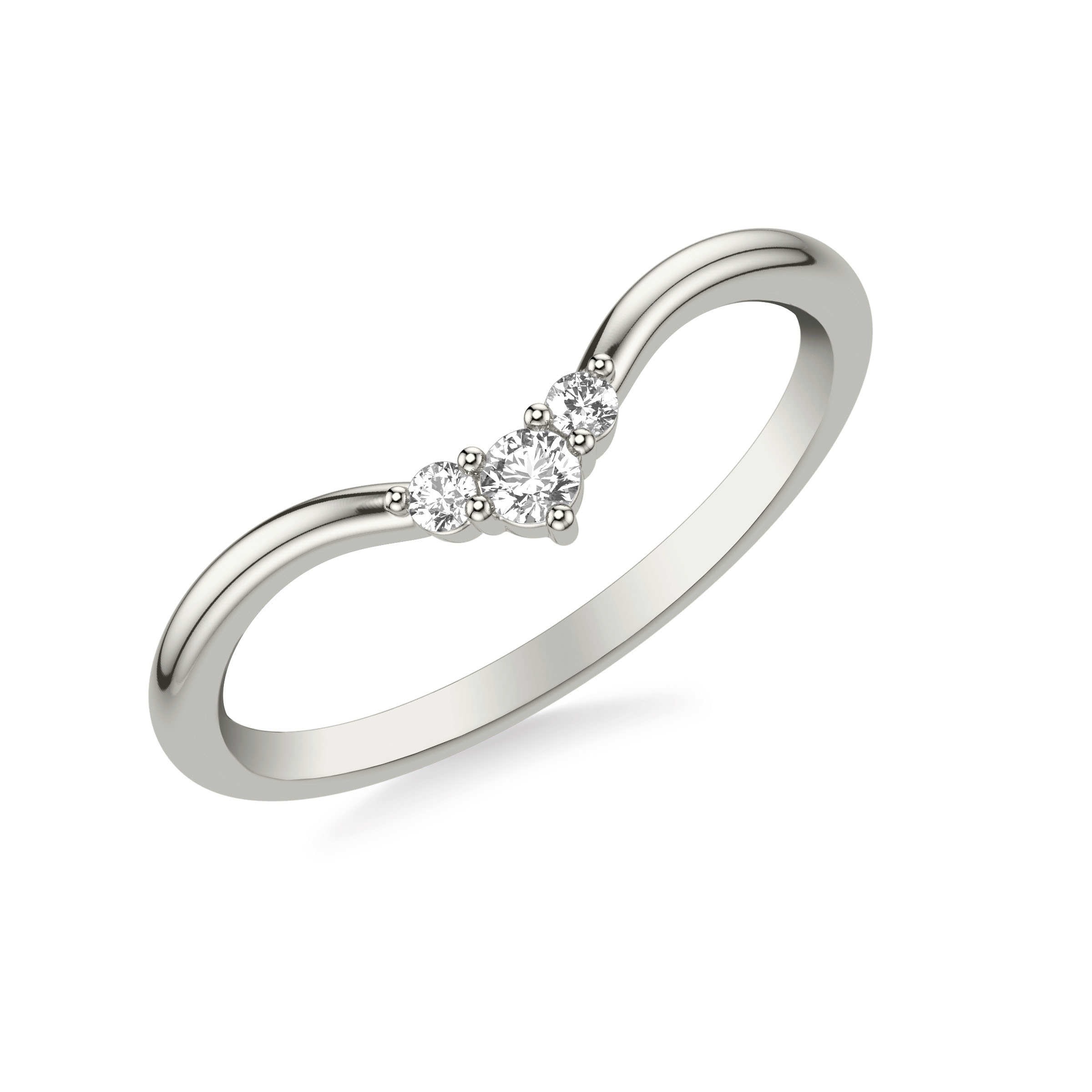 Contemporary V-Shaped Band with Cluster Diamond Accent