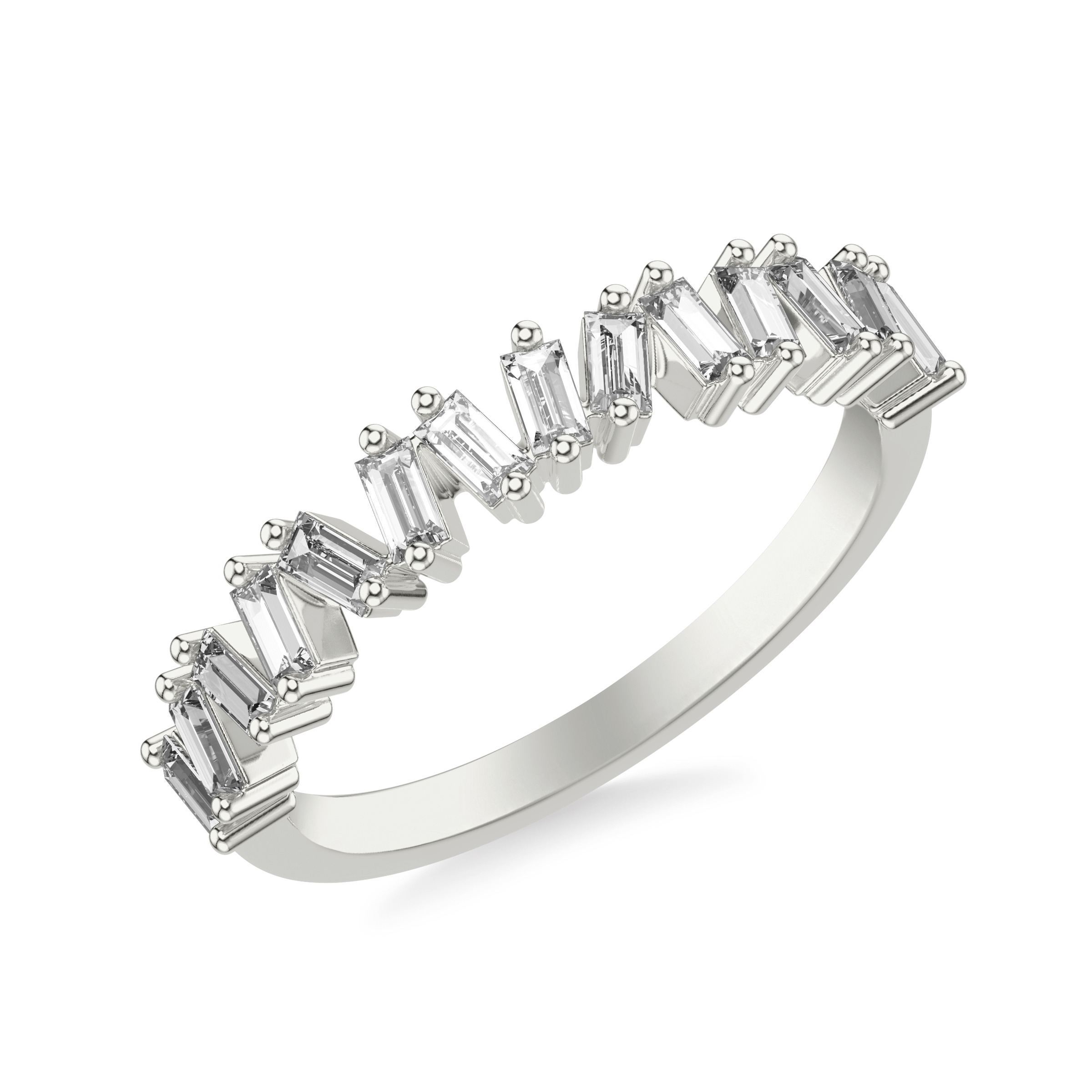 Contemporary Stackable  with Diamond Baguettes in a Unique Design Ring