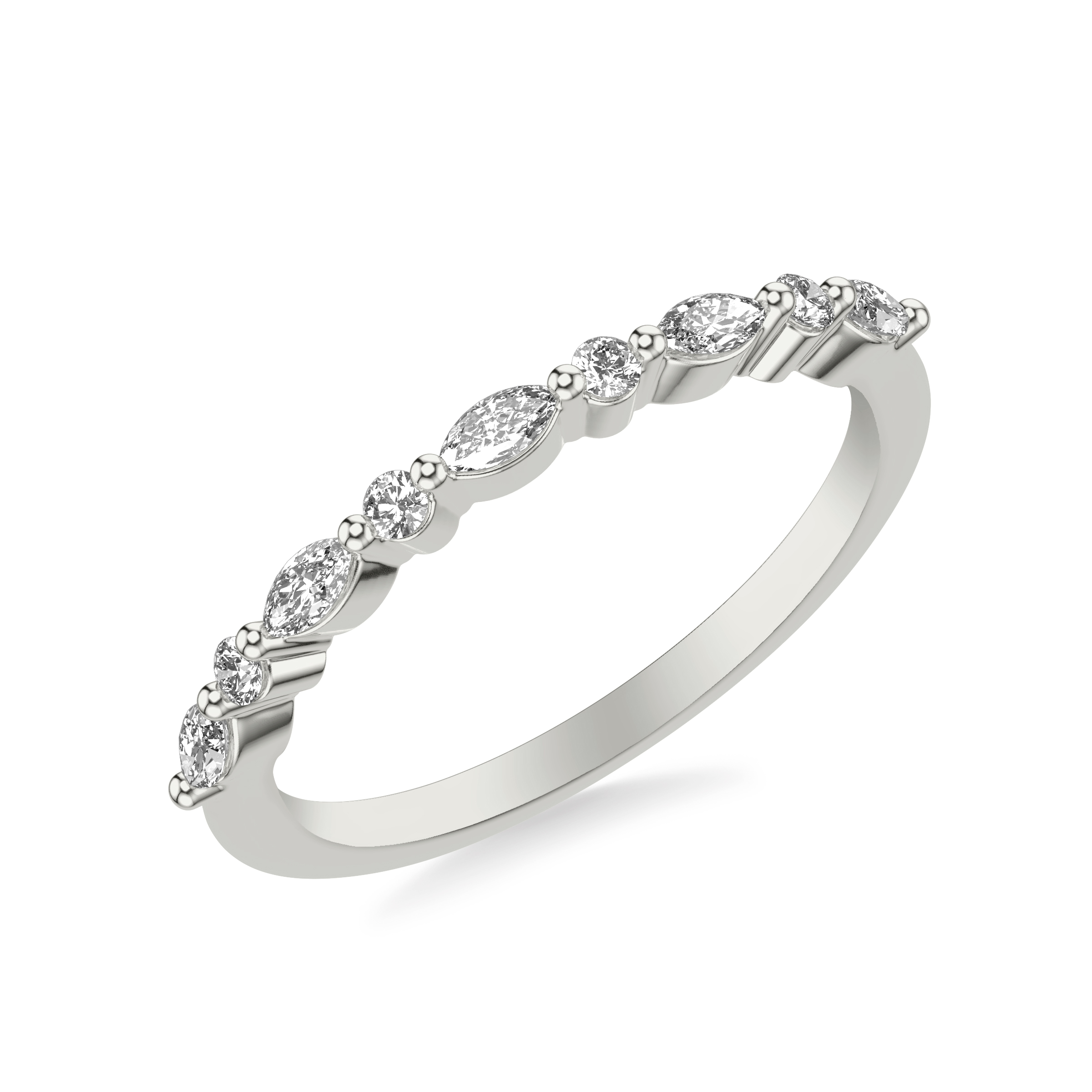 Contemporary Stackable with Alternating Round and Marquise Diamond Ring