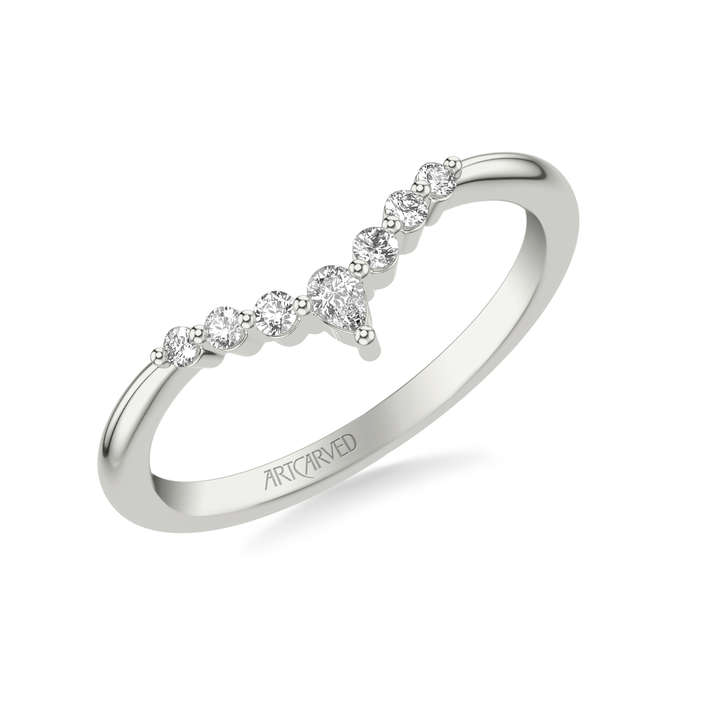Contemporary Stackable Band with Round and Marquise Diamond Tiara Design