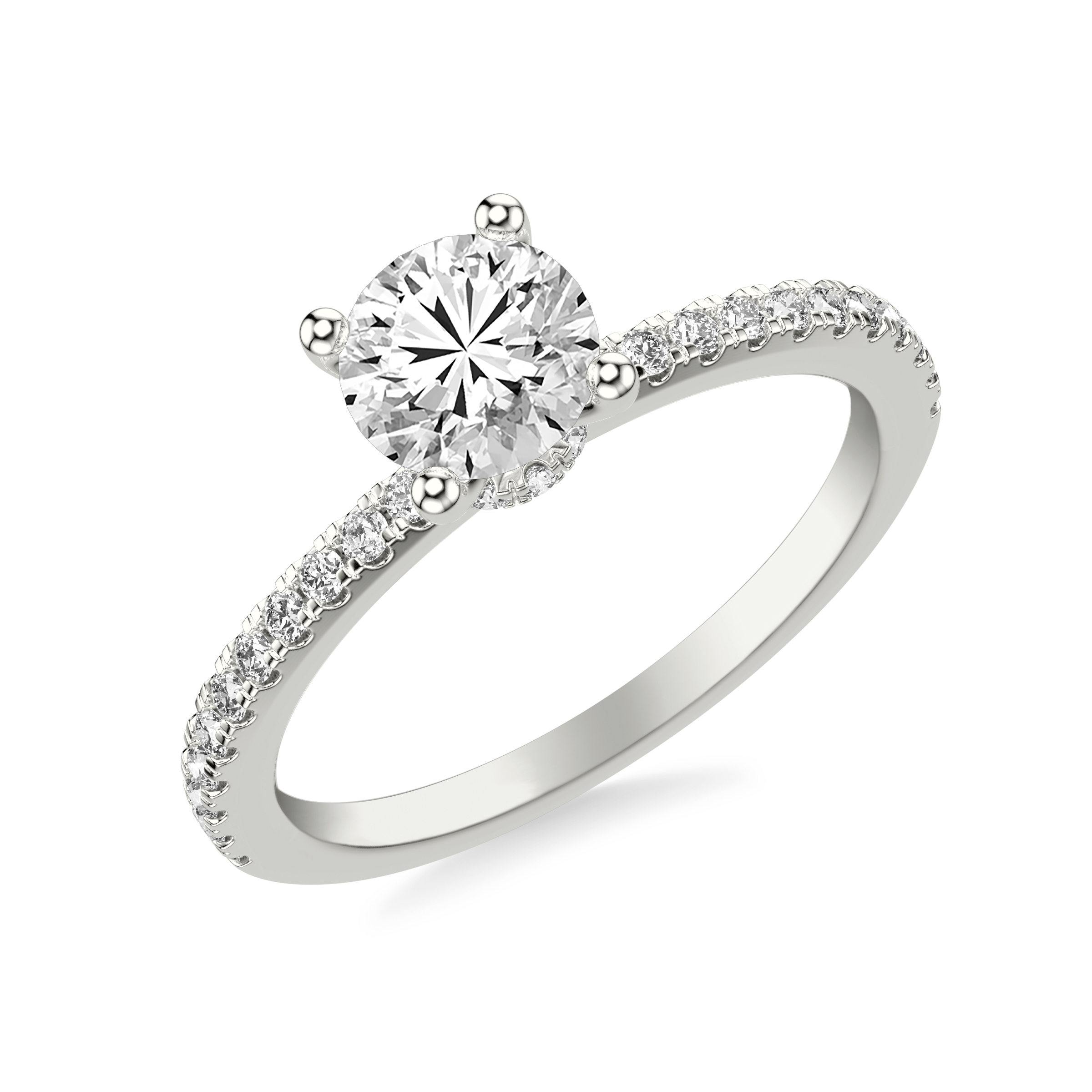 Classic Engagement Ring with Diamond Collar and Diamond Shank
