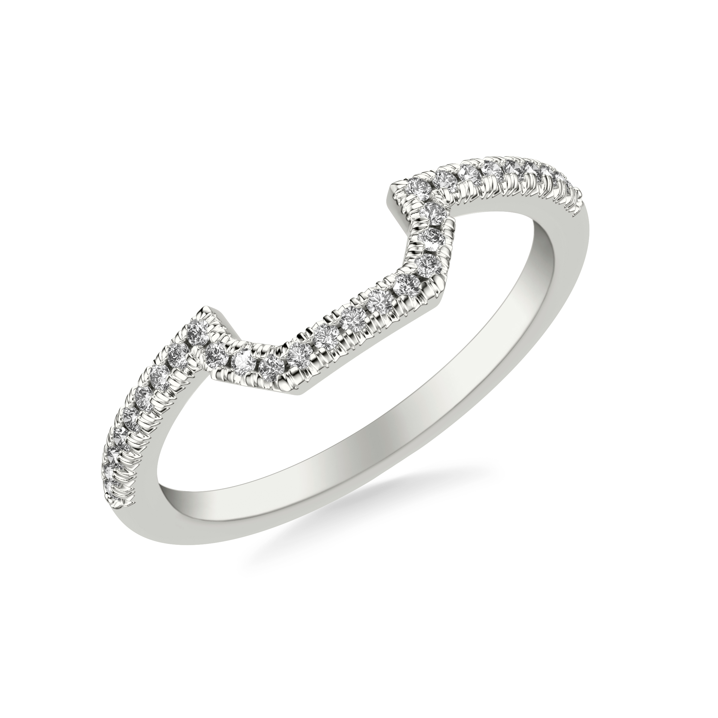 Curved Wedding Band with Diamonds