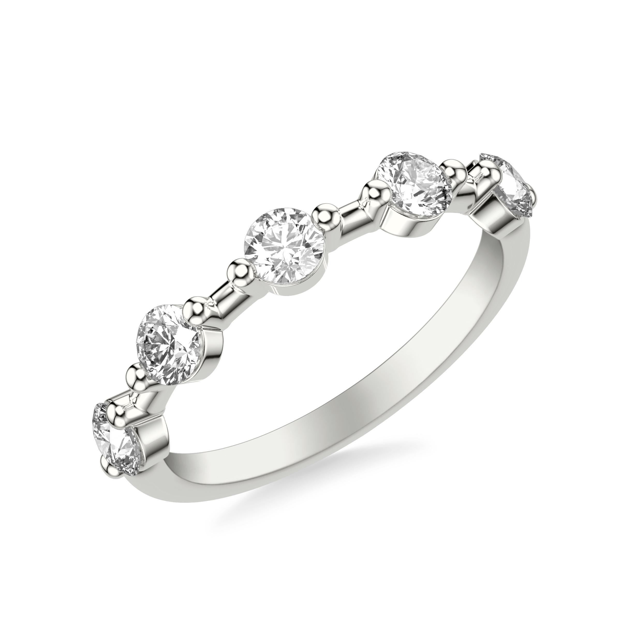 Classic Single Shared Prong Evenly Spaced Diamond Band
