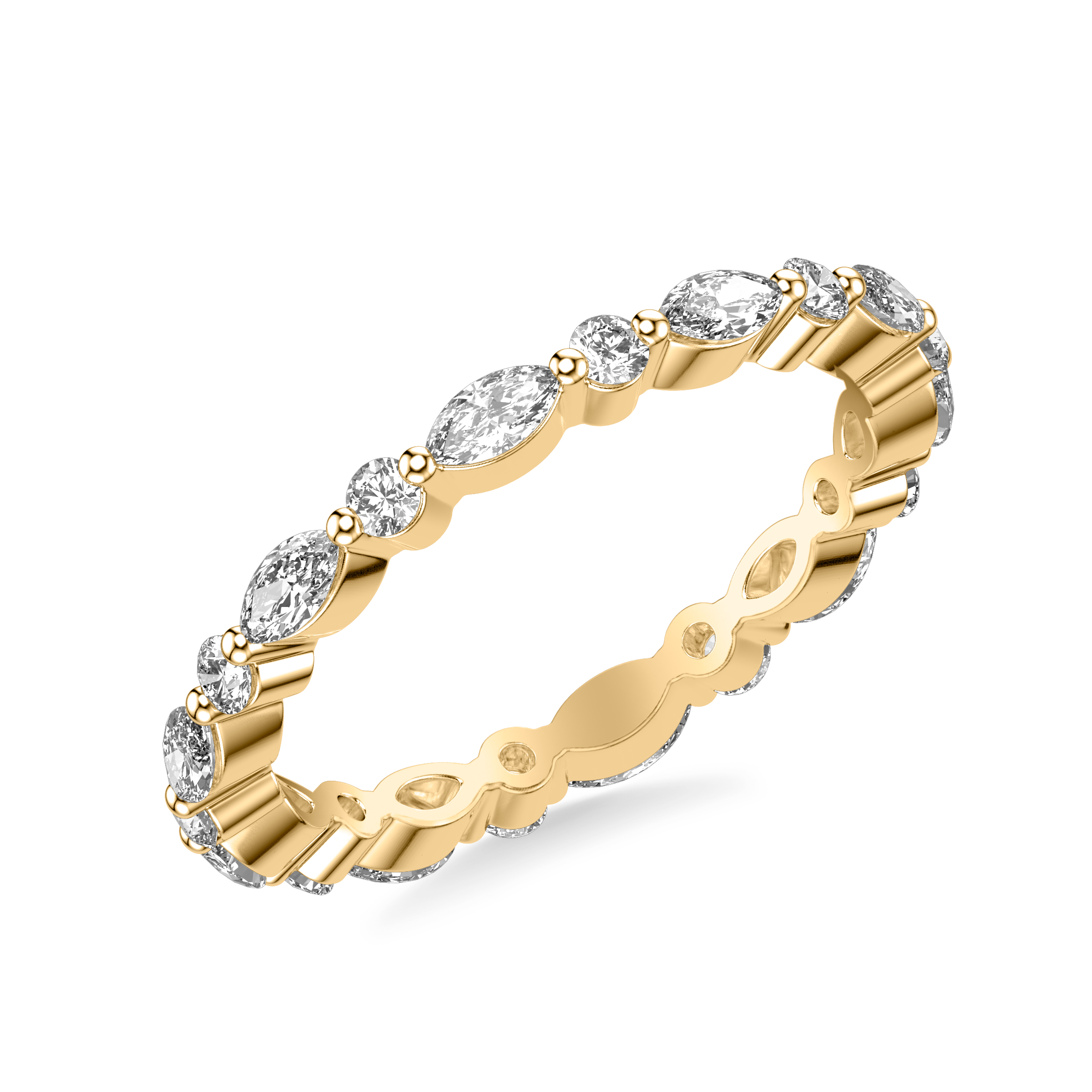 Contemporary Eternity Stackable with Single Prong Alternating Round and Marquise Diamond Ring