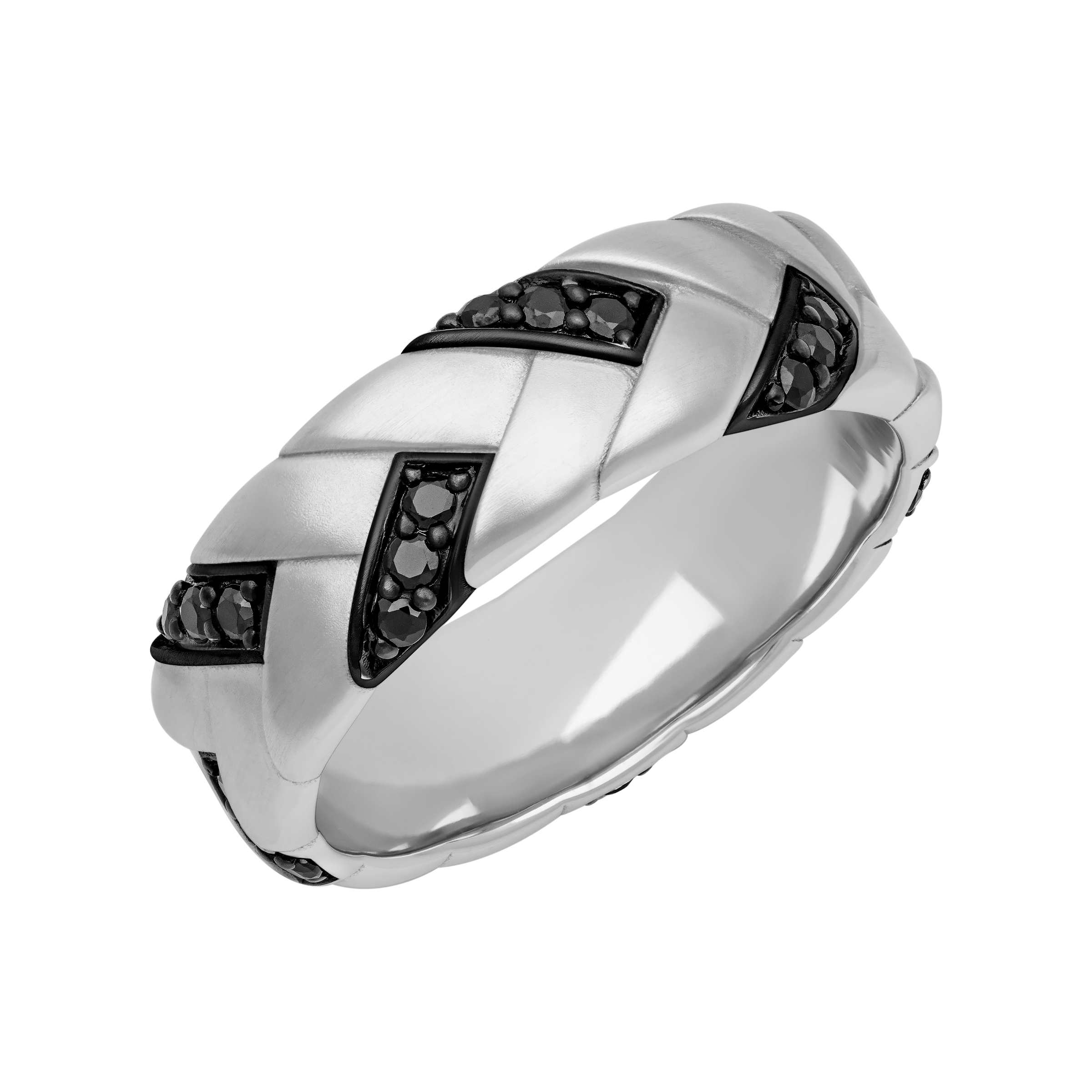 5MM Gold and Black Diamond Organic Woven Alternating Center and Low Dome Band