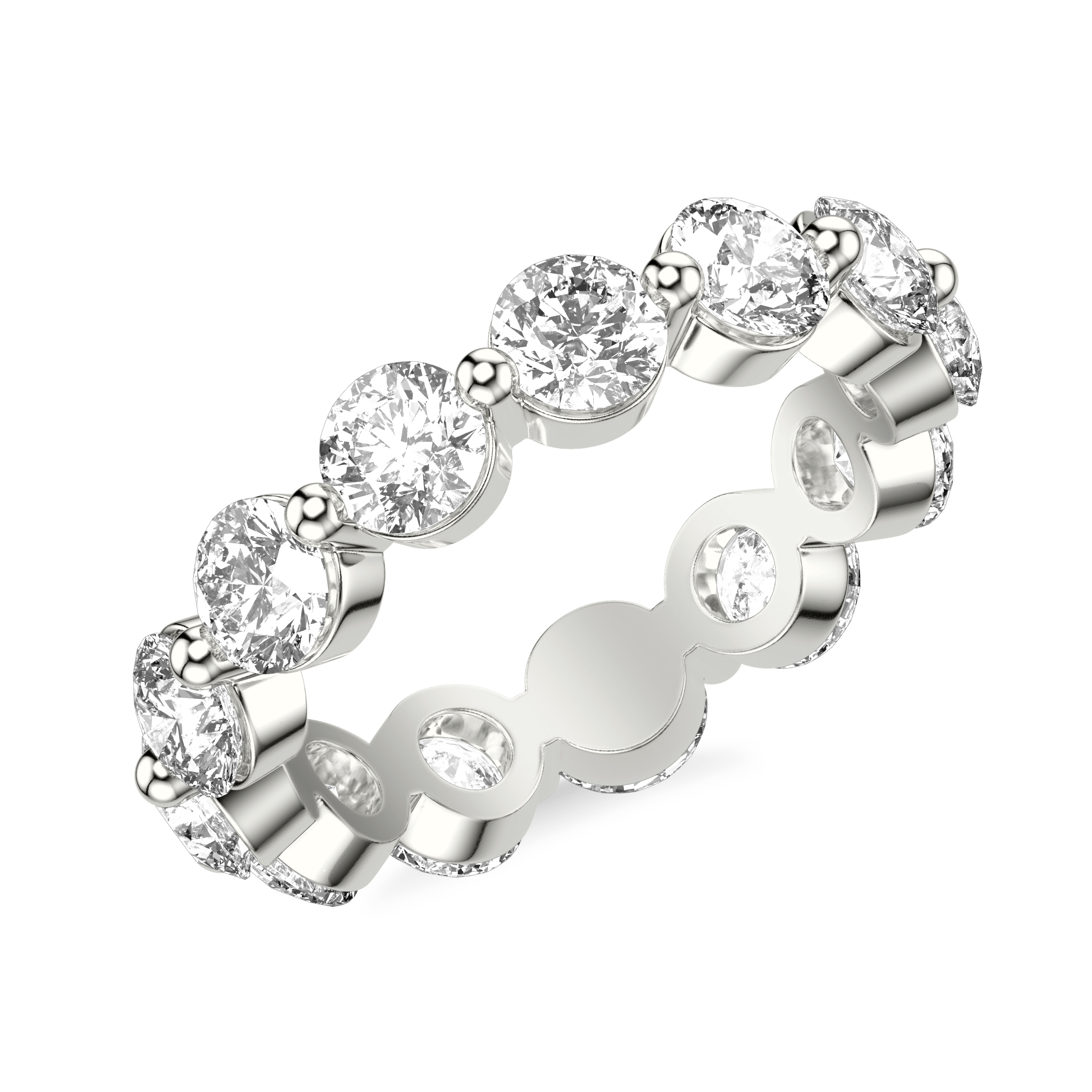 Classic Lab-Created Anniversary Band with 4 1/3 CTW Round Eternity Diamonds and Single Shared Prong