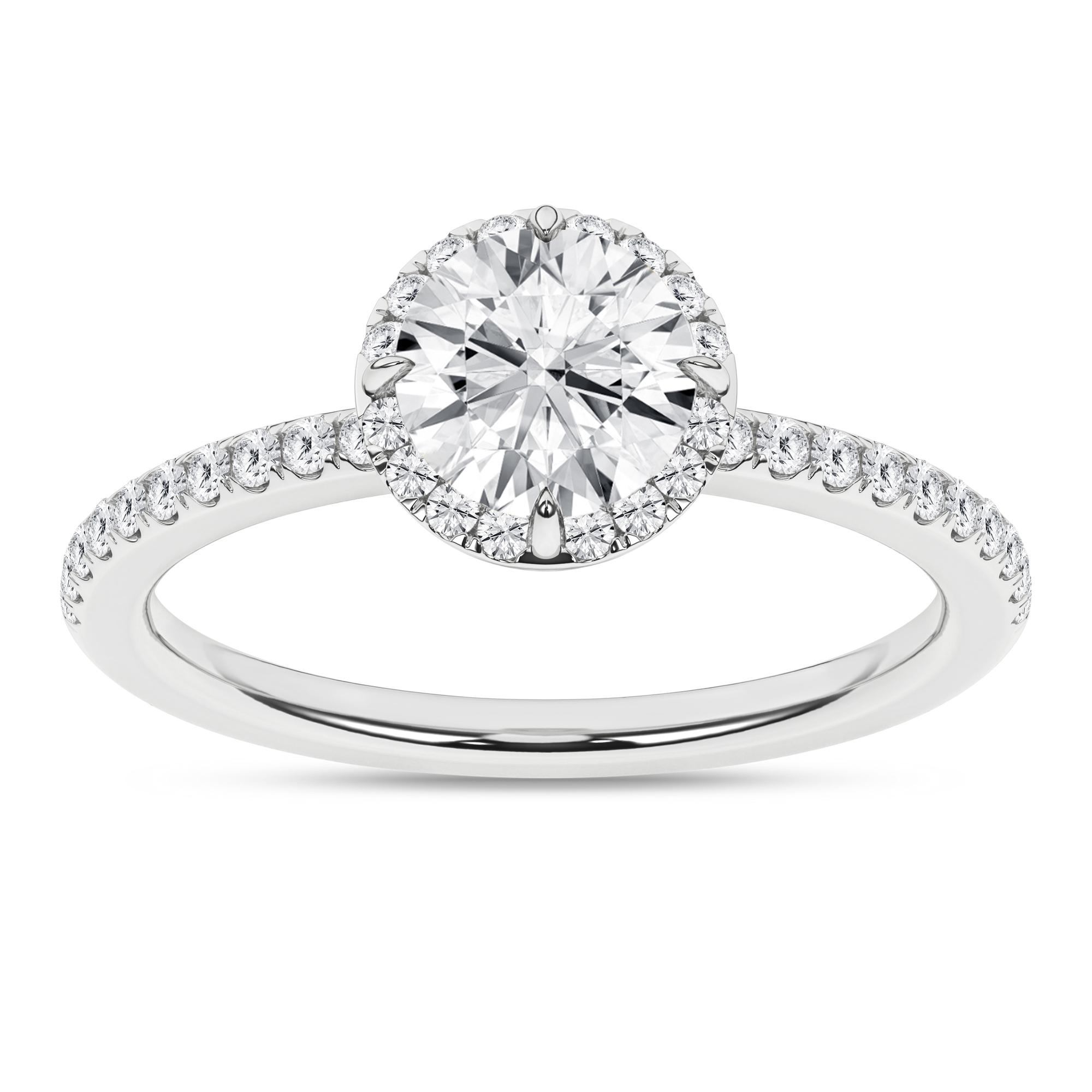 1.25ct. Diamond East West Prong Engagement Ring (Round Halo)