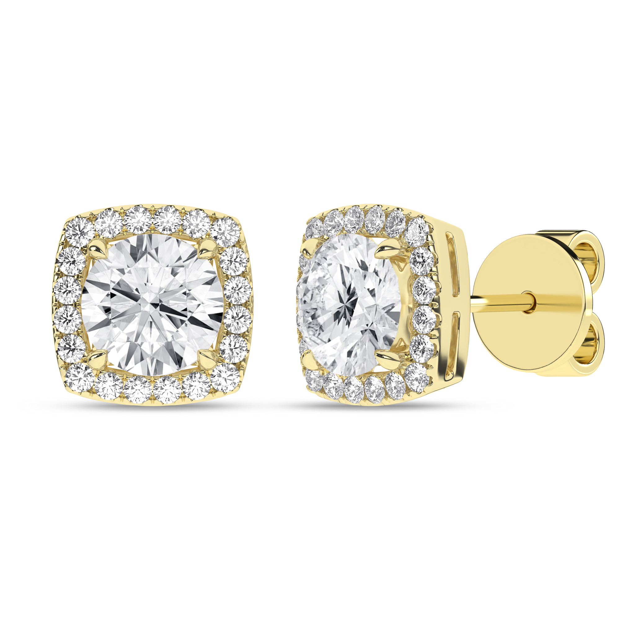 2.25ct. Diamond Halo Earring (Cushion Shape With Round Centre )