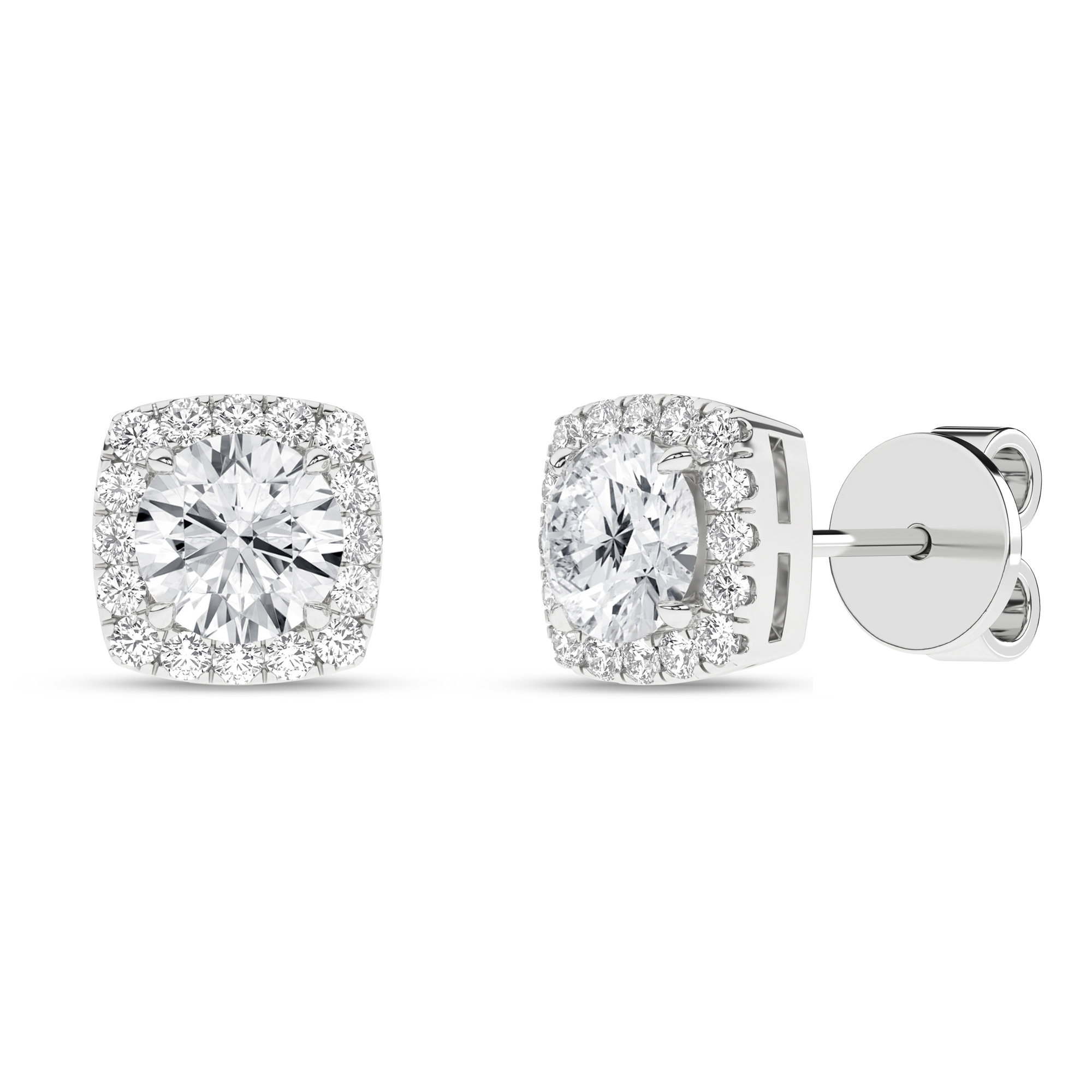 1.16ct. Diamond Halo Earring (Cushion Shape With Round Centre )