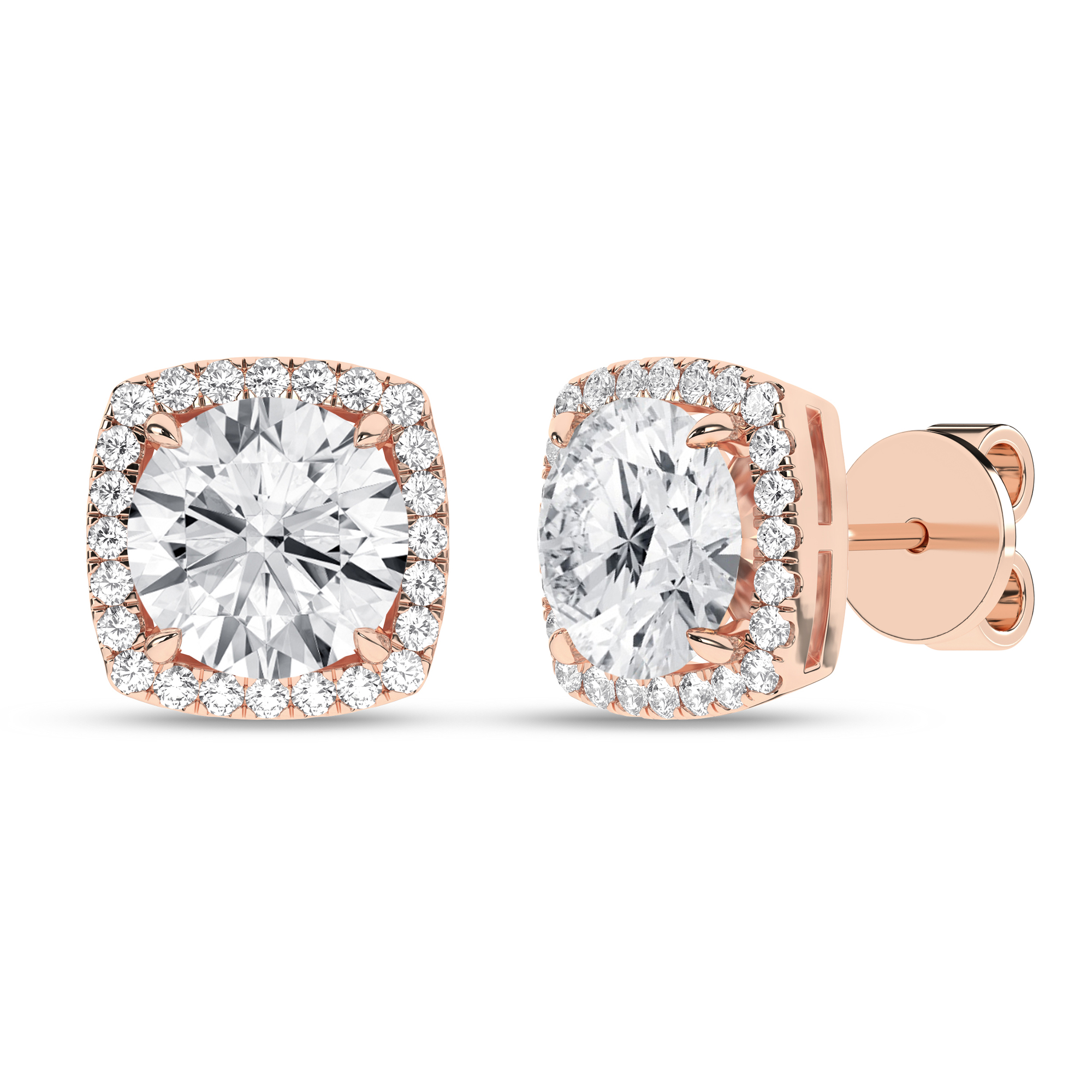 3.25ct. Diamond Halo Earring (Cushion Shape With Round Centre )