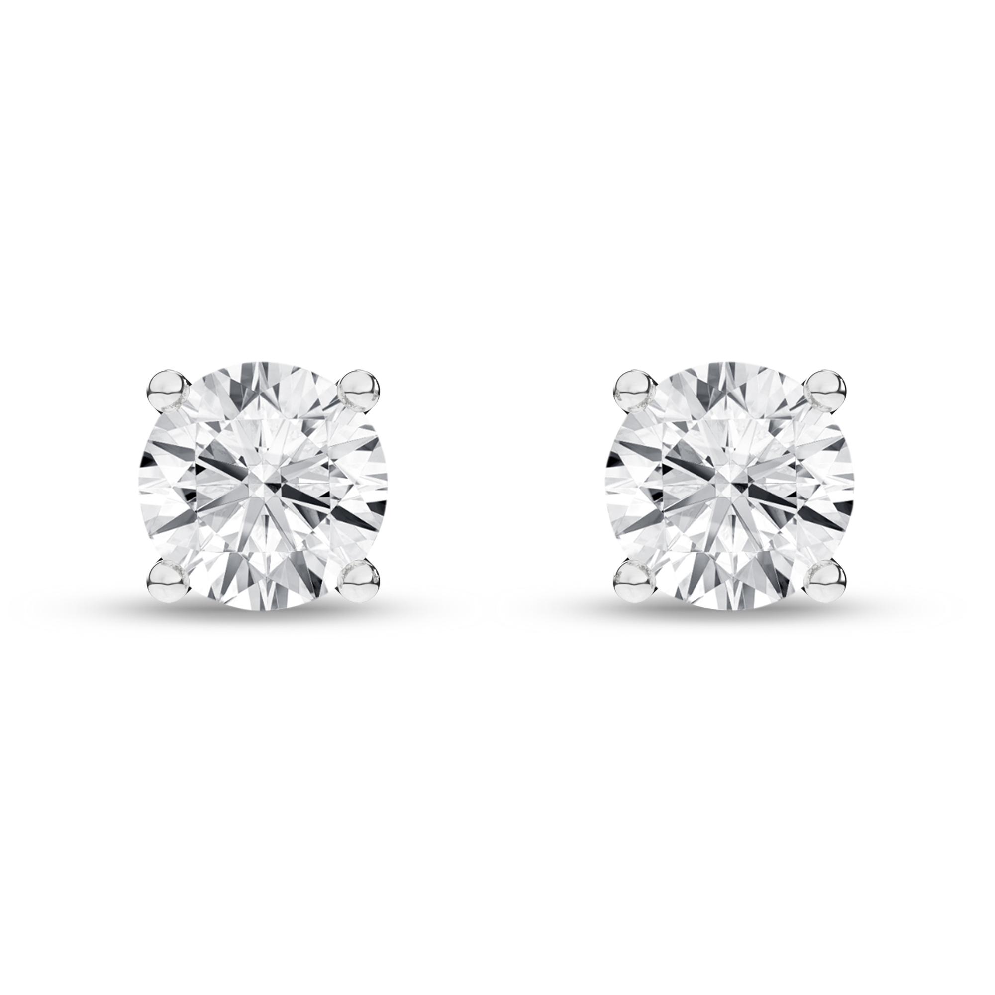 Solitaire Stud Earrings (Round)/0.25Ct, 0.5Ctw