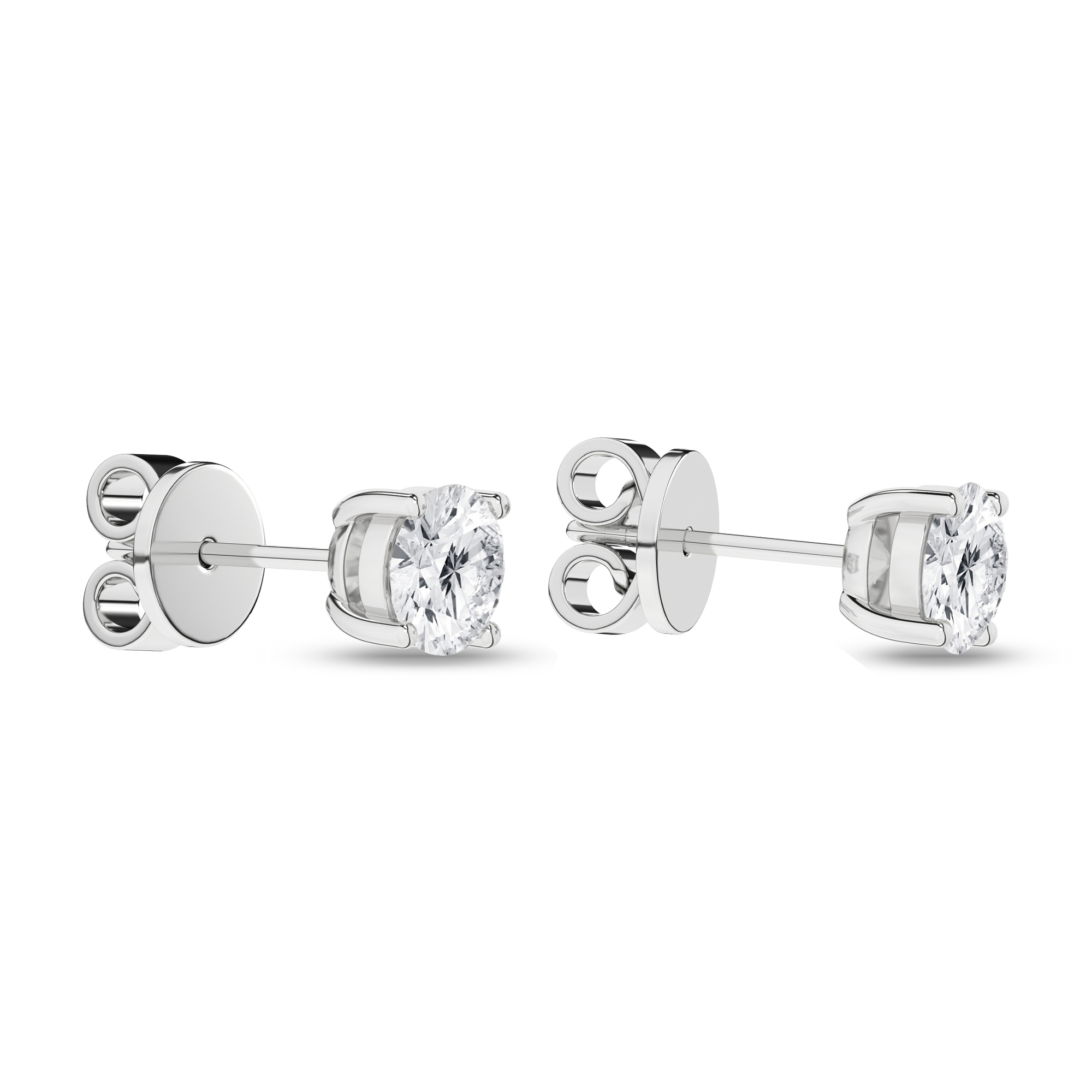 Lab Grown Solitaire Stud Earrings (Round)/0.375Ct, 0.75Ctw