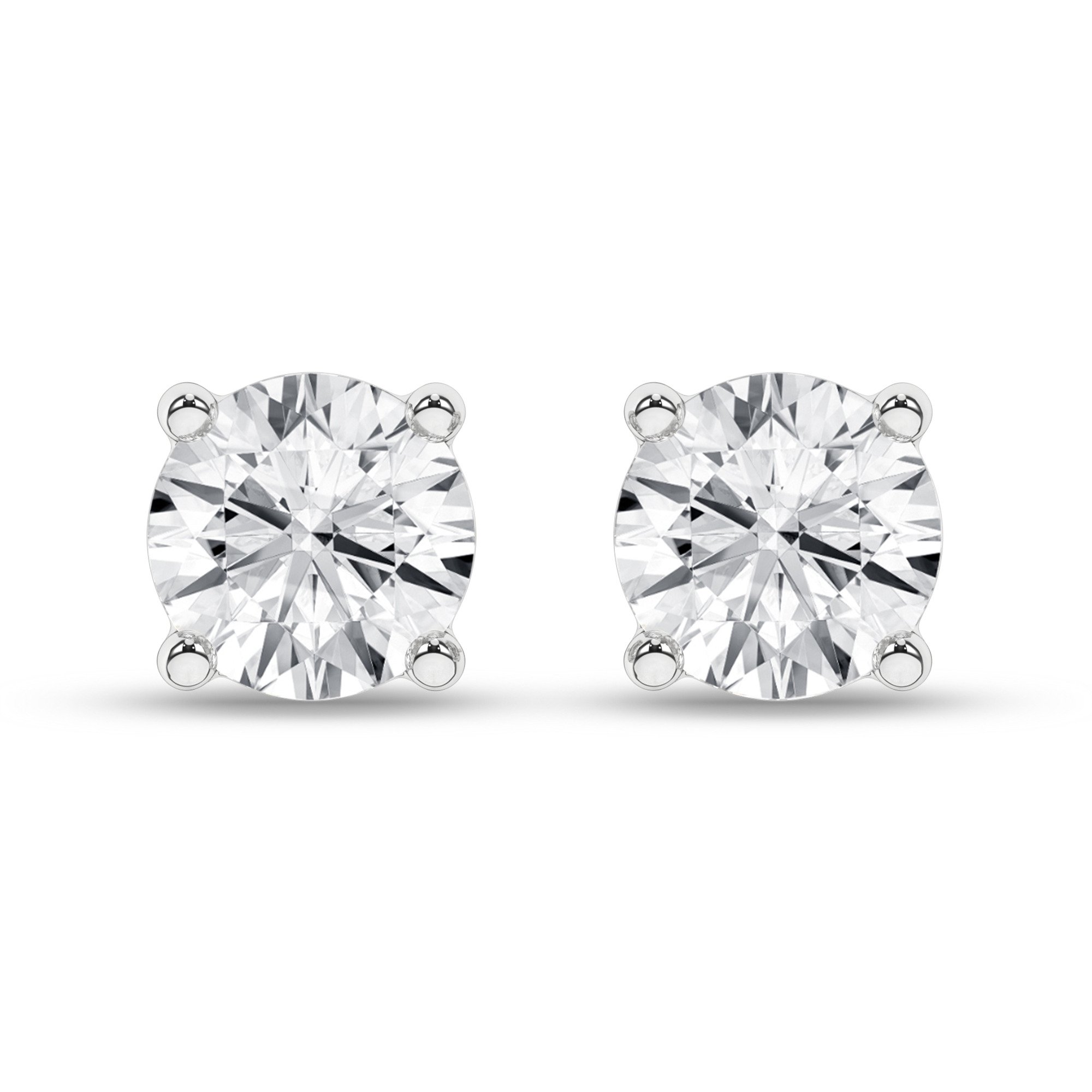 Lab Grown Solitaire Stud Earrings (Round)/0.5Ct, 1Ctw