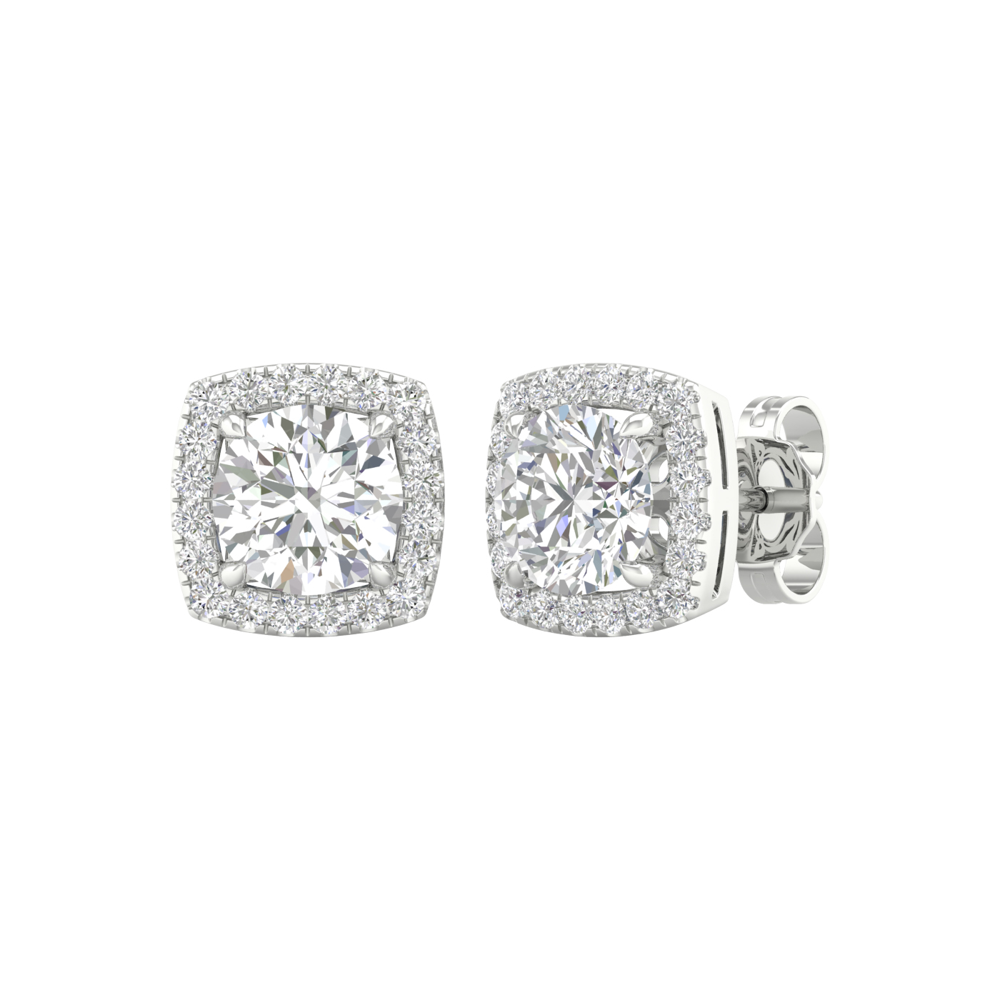 2.25ct. Diamond Halo Earring (Cushion Shape With Round Centre )